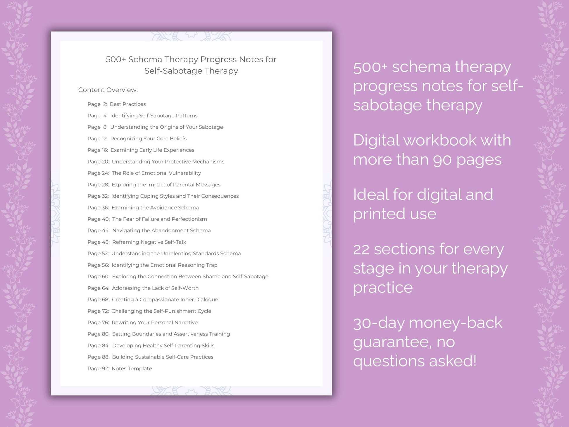 Self-Sabotage Schema Therapy Therapist Worksheets