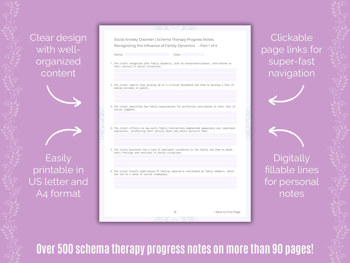 Social Anxiety Disorder Schema Therapy Counseling Templates