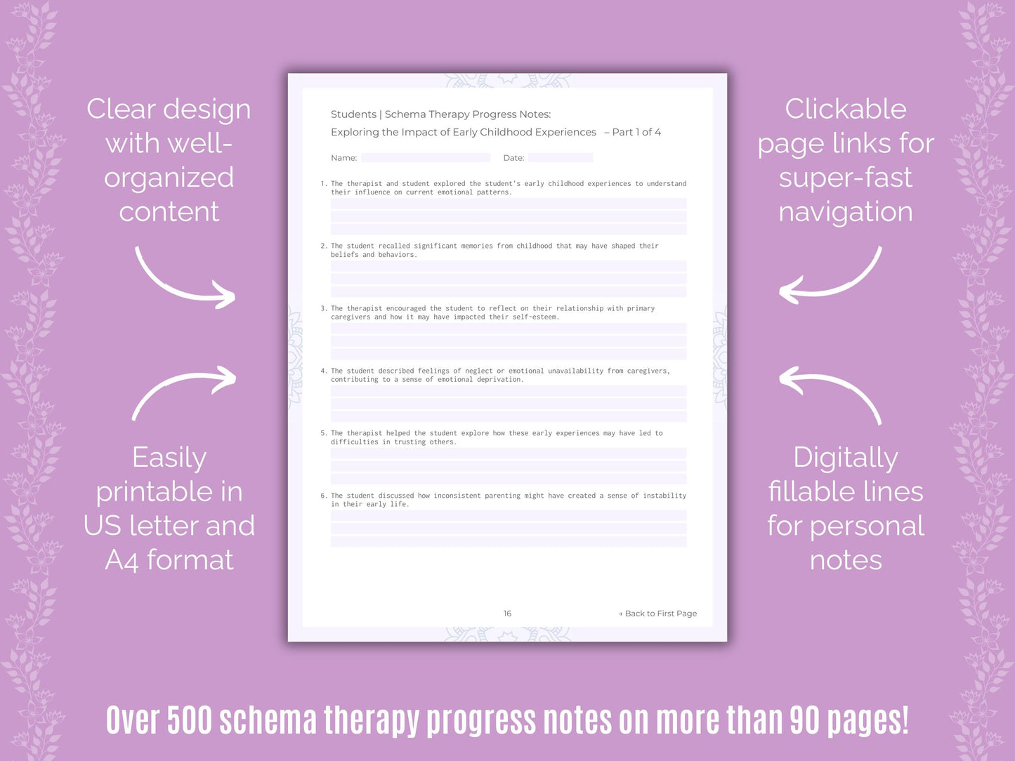 Students Schema Therapy Counseling Templates