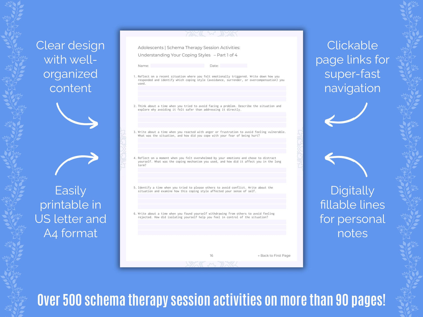 Adolescents Schema Therapy Counseling Templates