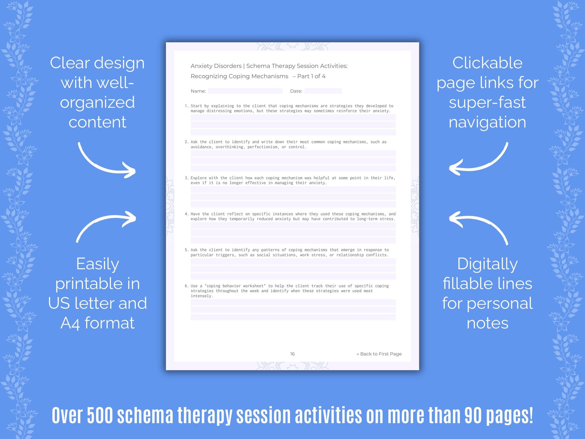 Anxiety Disorders Schema Therapy Counseling Templates