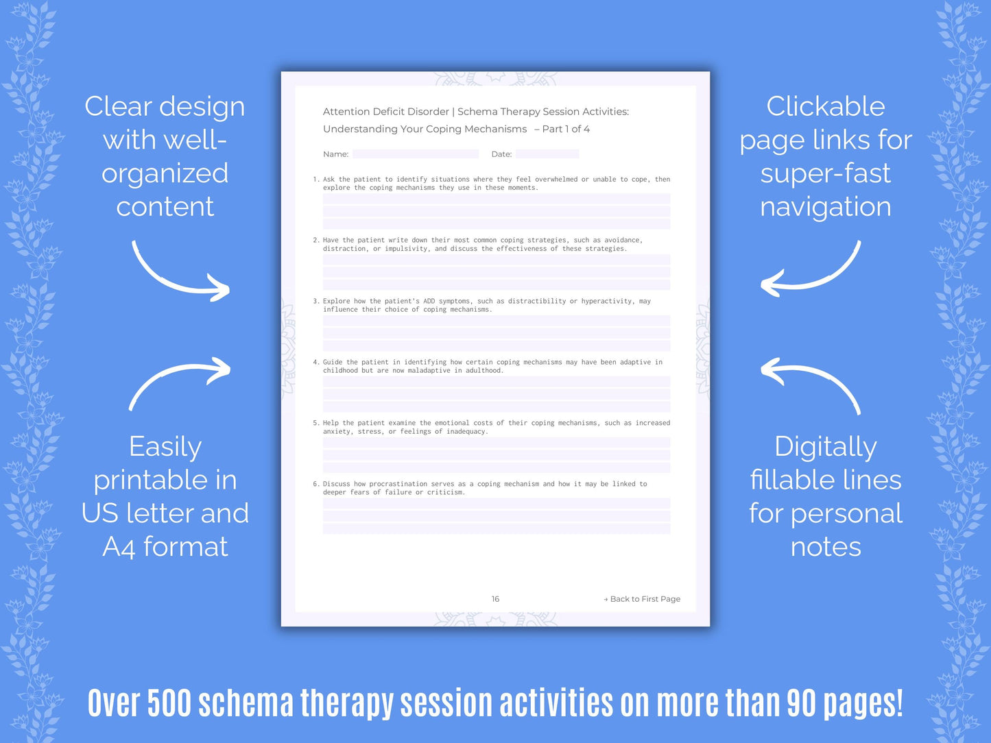 Attention Deficit Disorder (ADD) Schema Therapy Counseling Templates