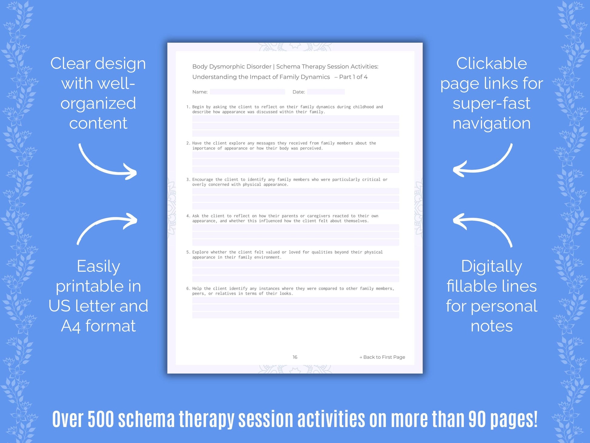 Body Dysmorphic Disorder (BDD) Schema Therapy Counseling Templates