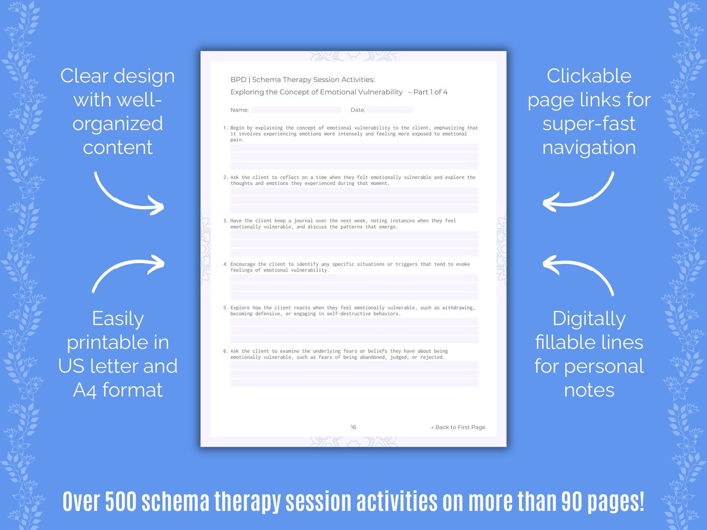 Borderline Personality Disorder (BPD) Schema Therapy Counseling Templates