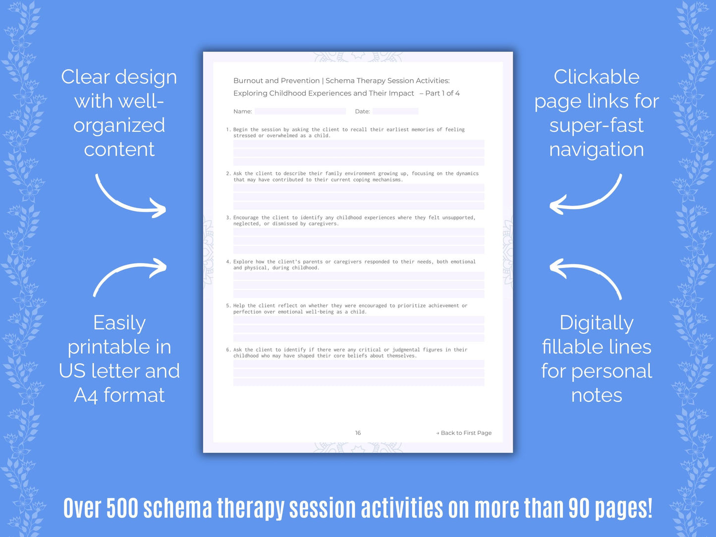 Burnout and Prevention Schema Therapy Counseling Templates
