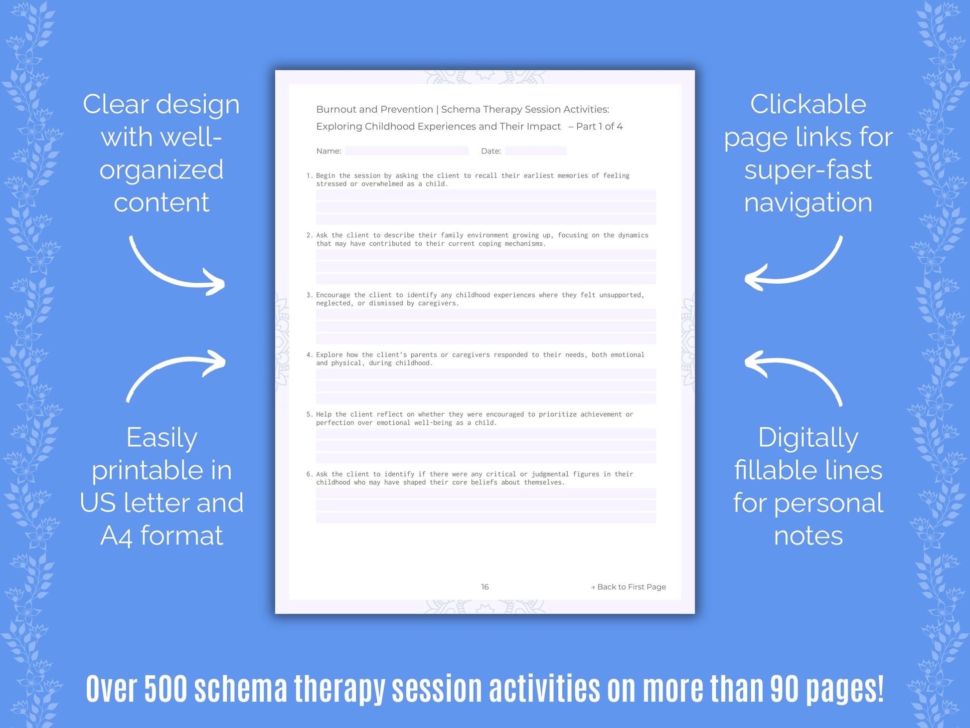 Burnout and Prevention Schema Therapy Counseling Templates