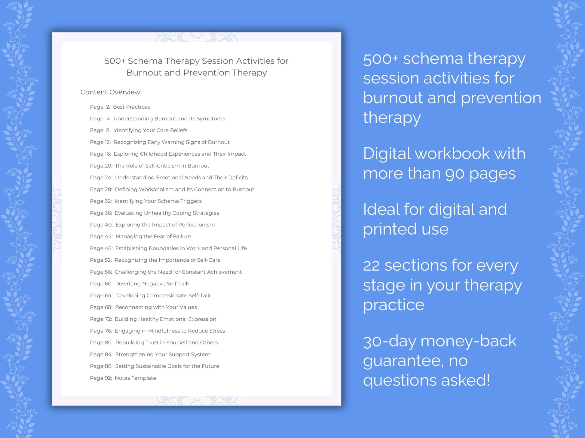 Burnout and Prevention Schema Therapy Therapist Worksheets