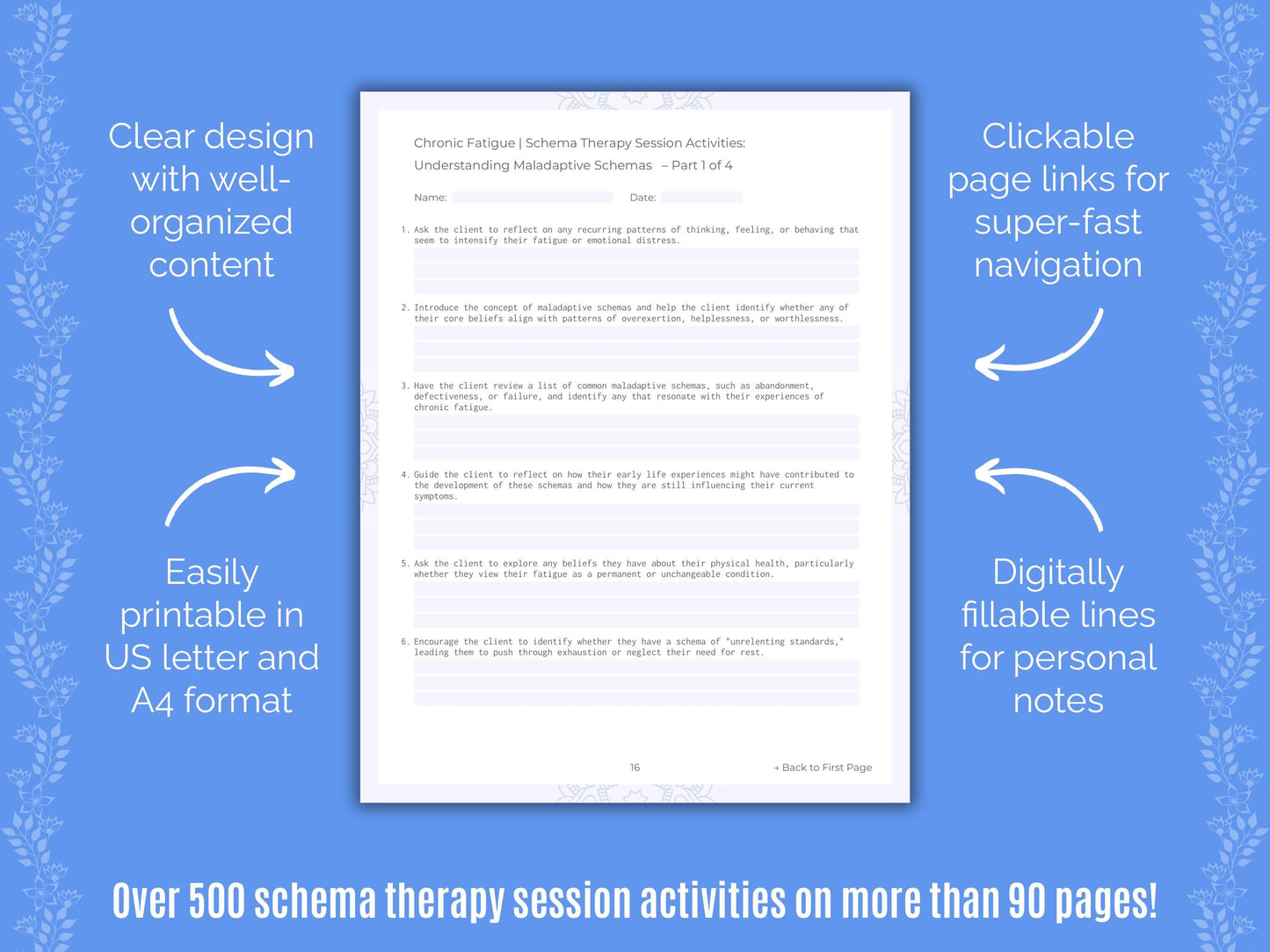 Chronic Fatigue Schema Therapy Counseling Templates