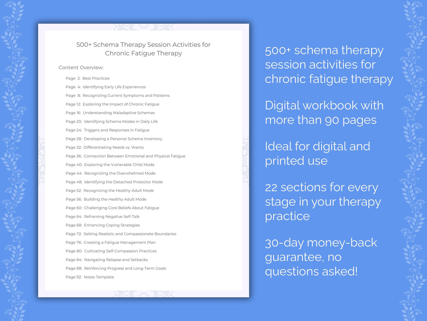 Chronic Fatigue Schema Therapy Therapist Worksheets