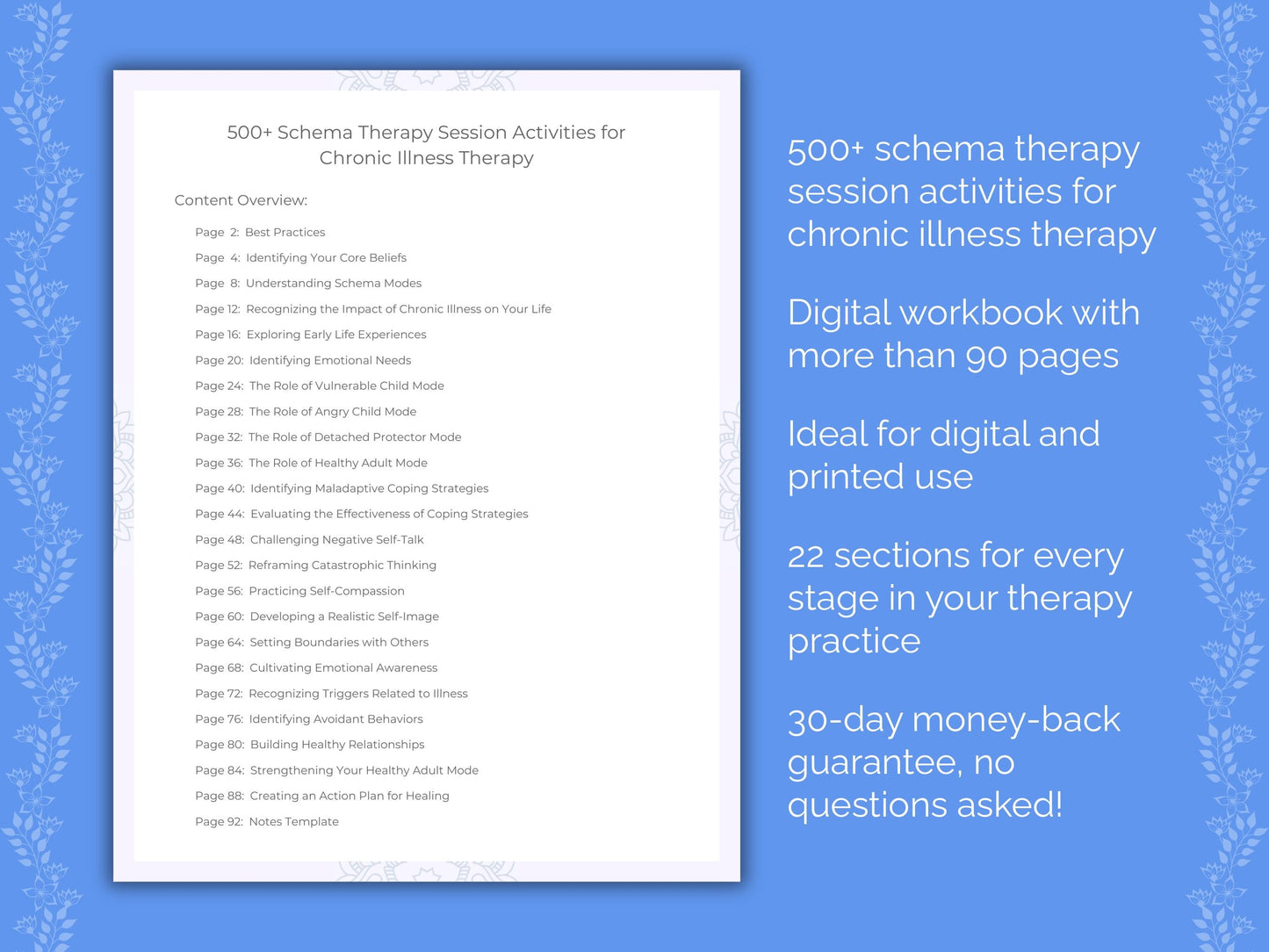 Chronic Illness Schema Therapy Therapist Worksheets