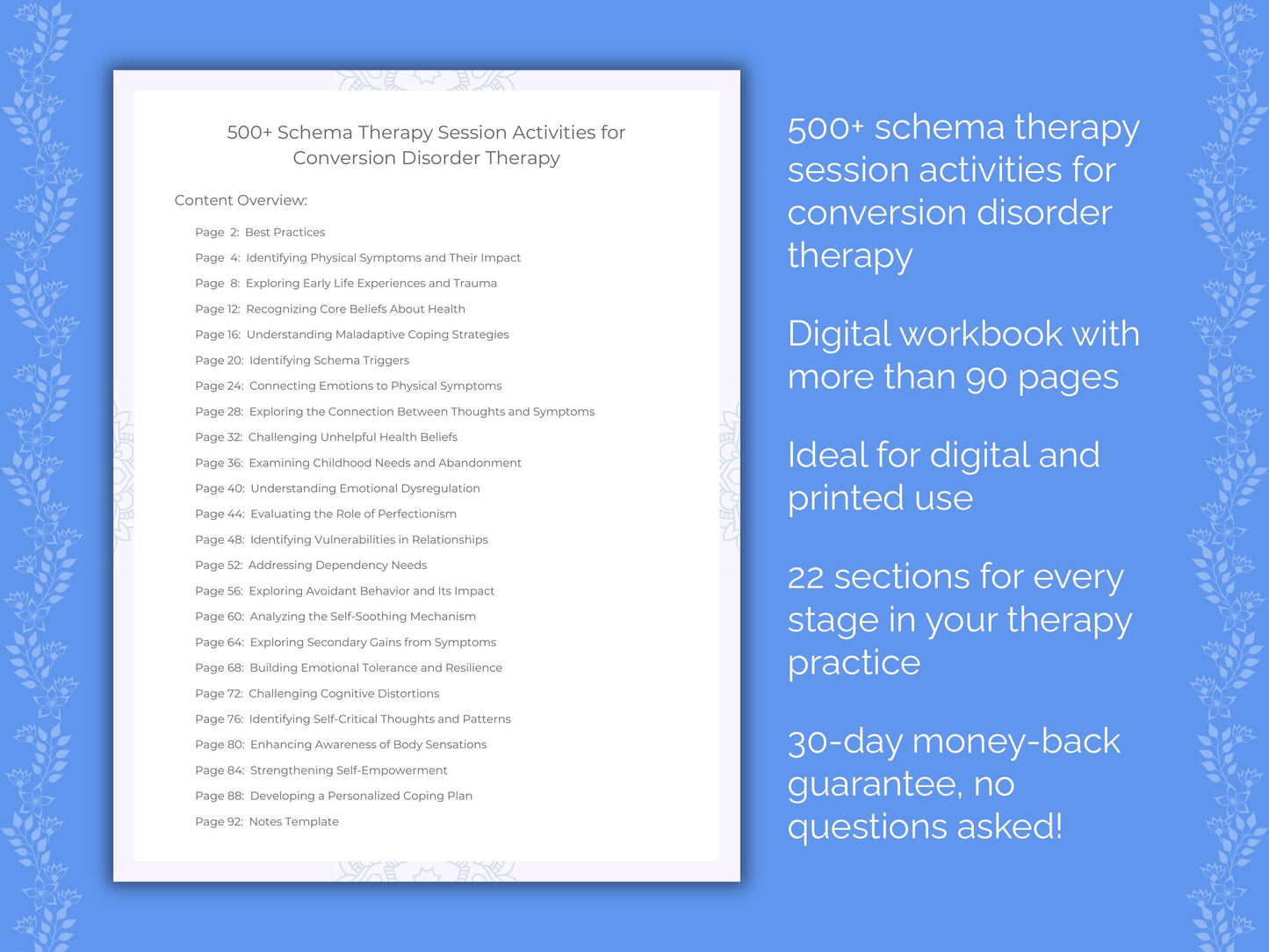 Conversion Disorder Schema Therapy Therapist Worksheets