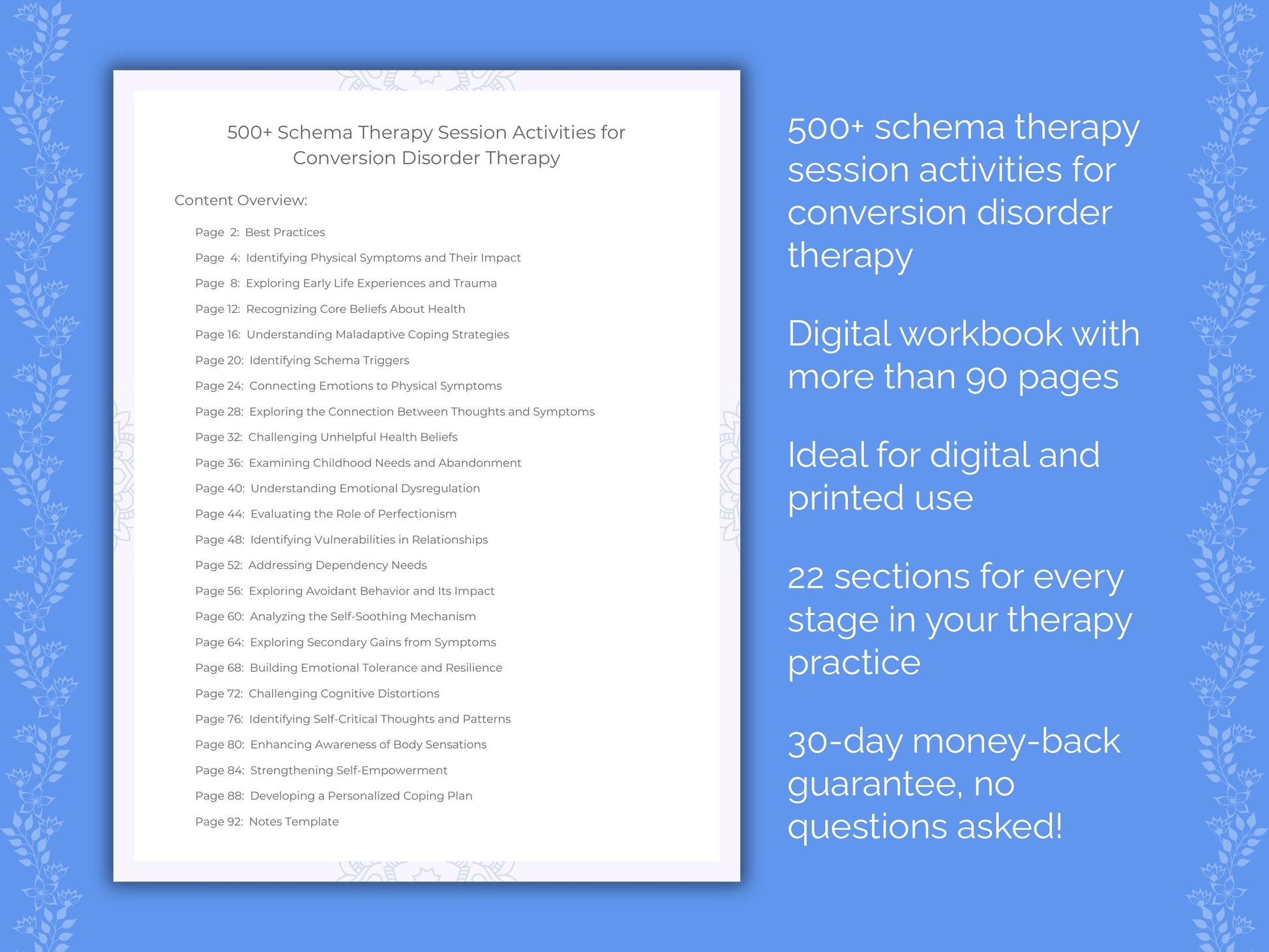 Conversion Disorder Schema Therapy Therapist Worksheets