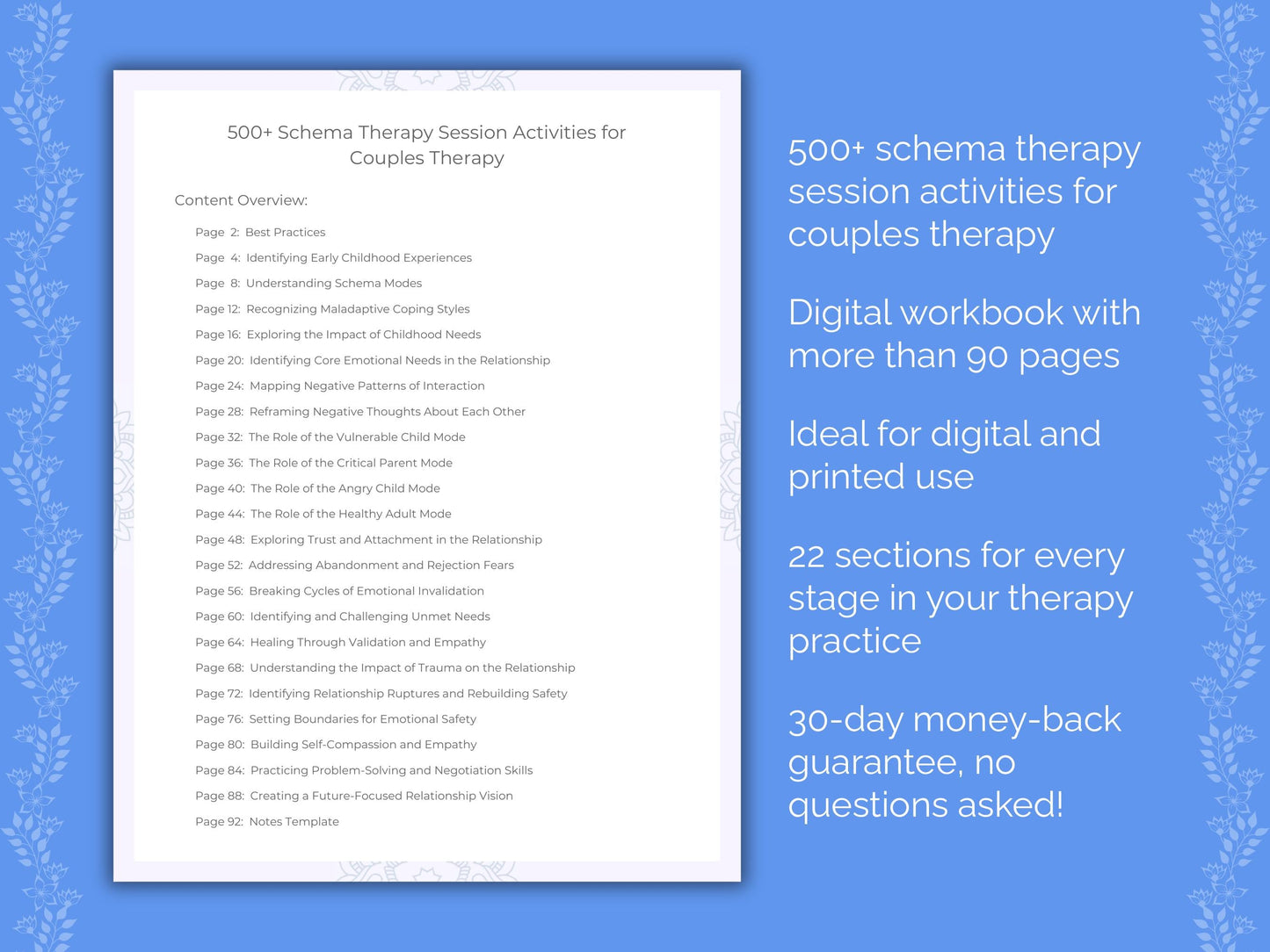 Couples Schema Therapy Therapist Worksheets