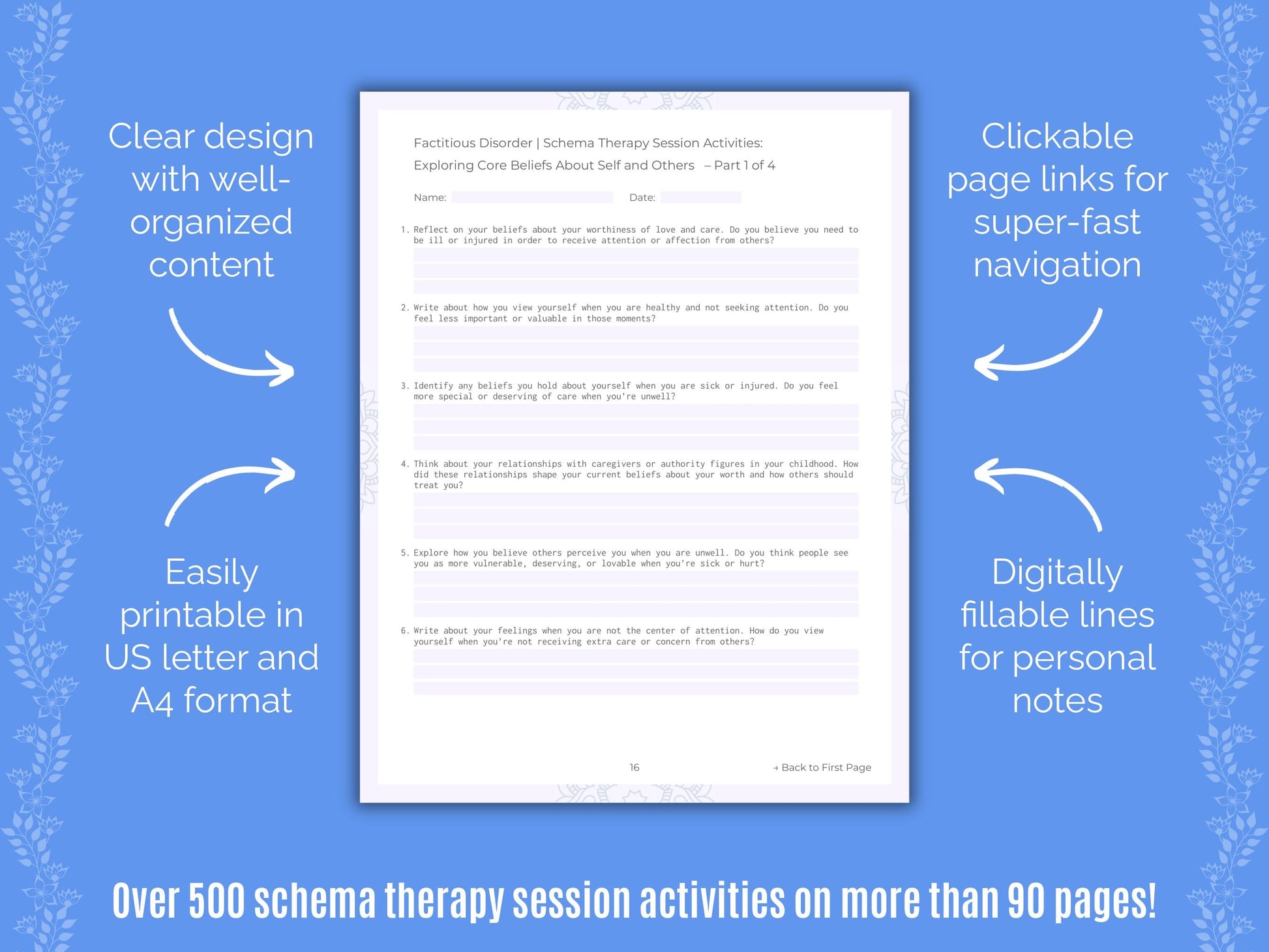 Factitious Disorder Schema Therapy Counseling Templates