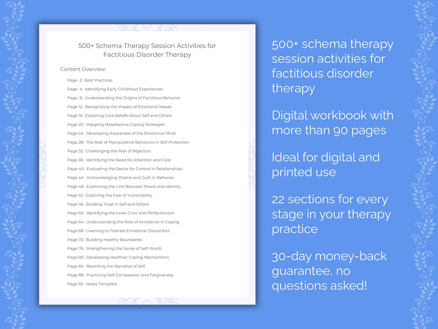 Factitious Disorder Schema Therapy Therapist Worksheets