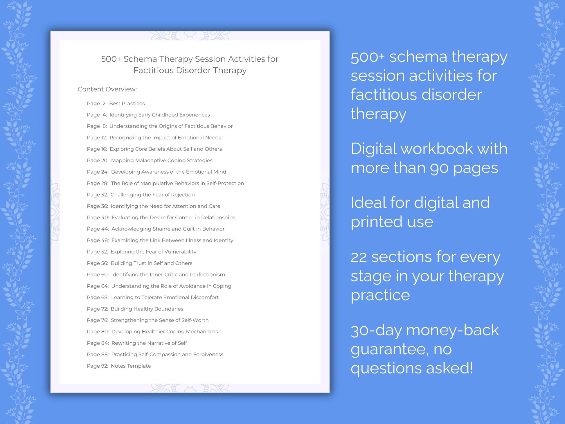 Factitious Disorder Schema Therapy Therapist Worksheets