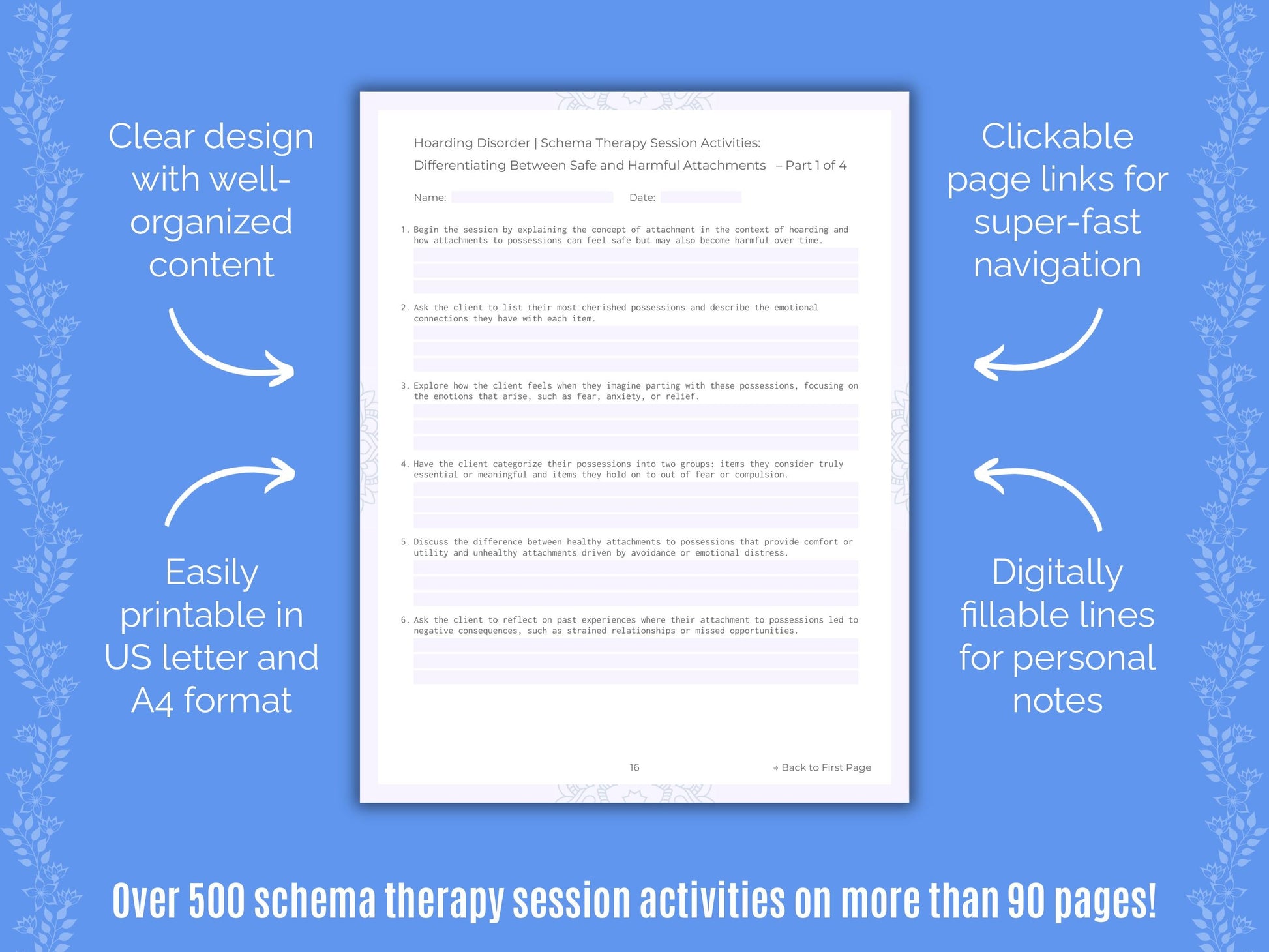 Hoarding Disorder Schema Therapy Counseling Templates