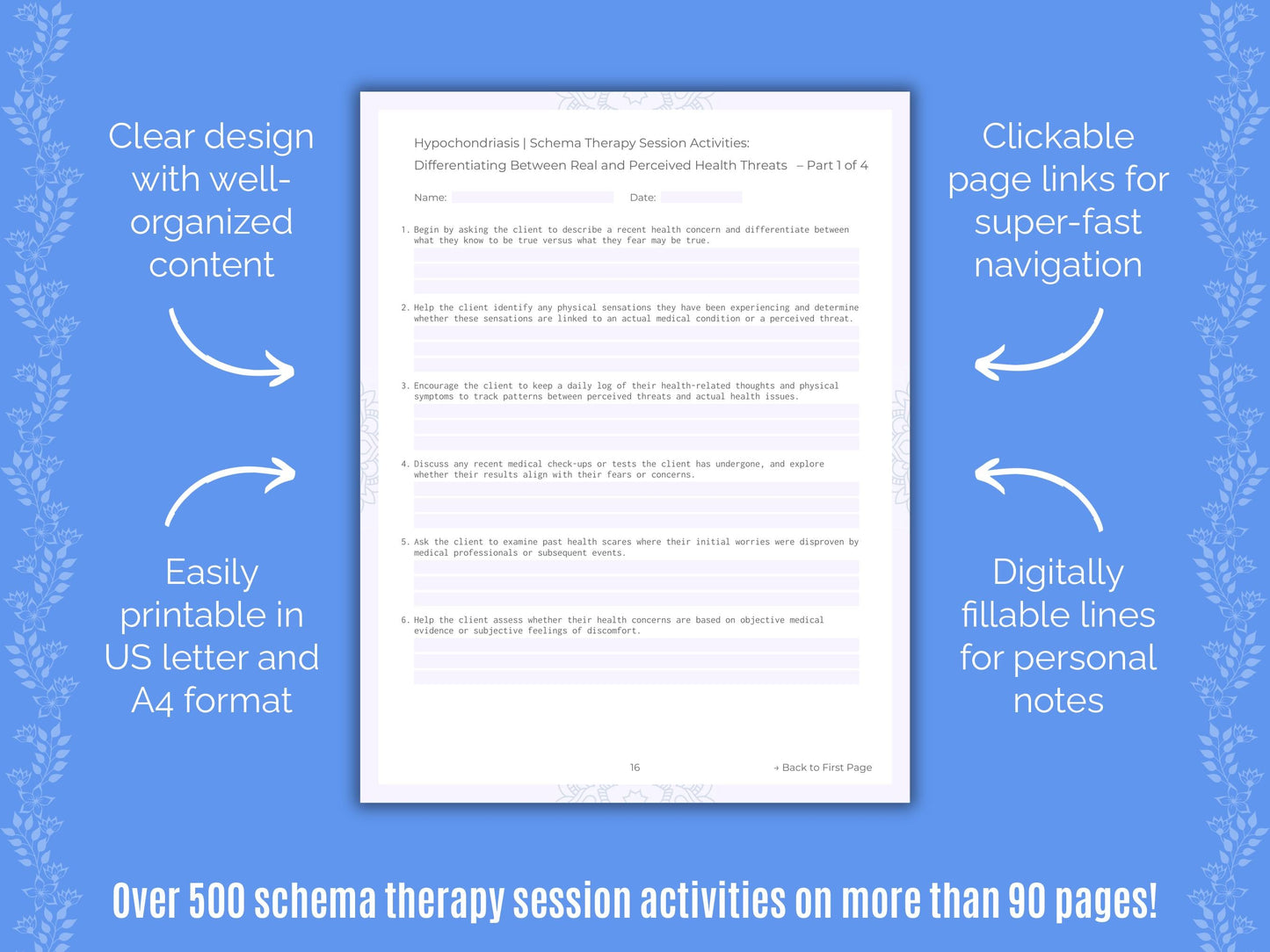 Hypochondriasis Schema Therapy Counseling Templates