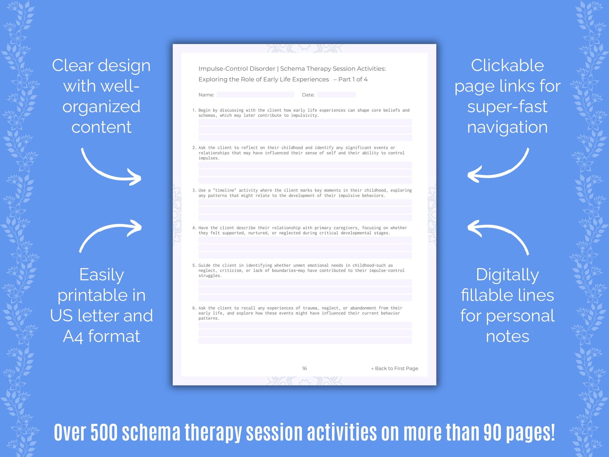 Impulse-Control Disorder (ICD) Schema Therapy Counseling Templates