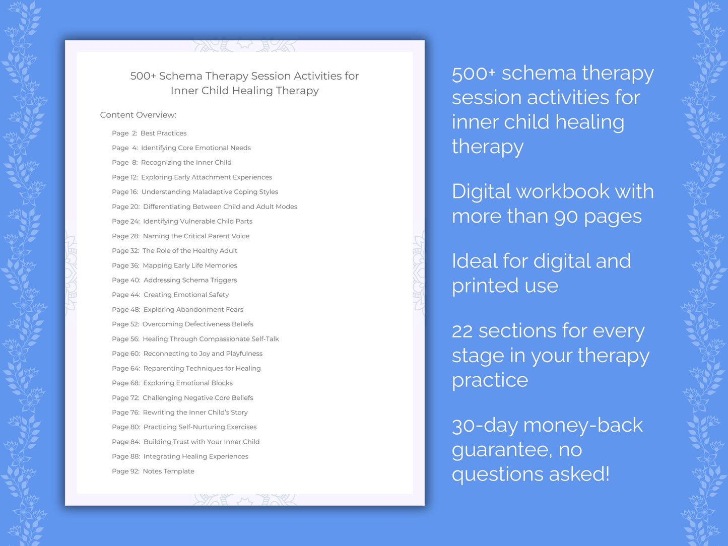 Inner Child Healing Schema Therapy Therapist Worksheets