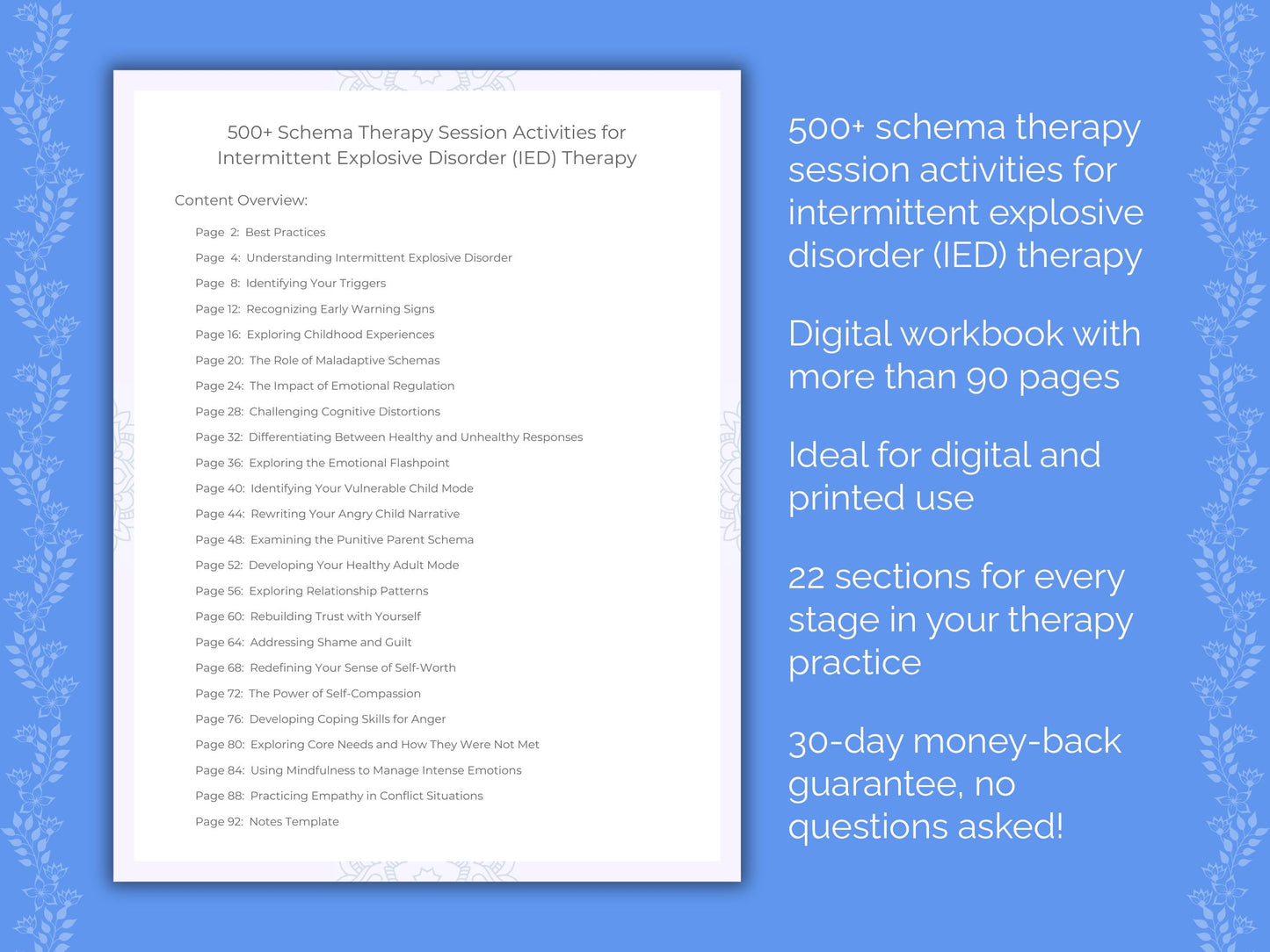 Intermittent Explosive Disorder (IED) Schema Therapy Therapist Worksheets