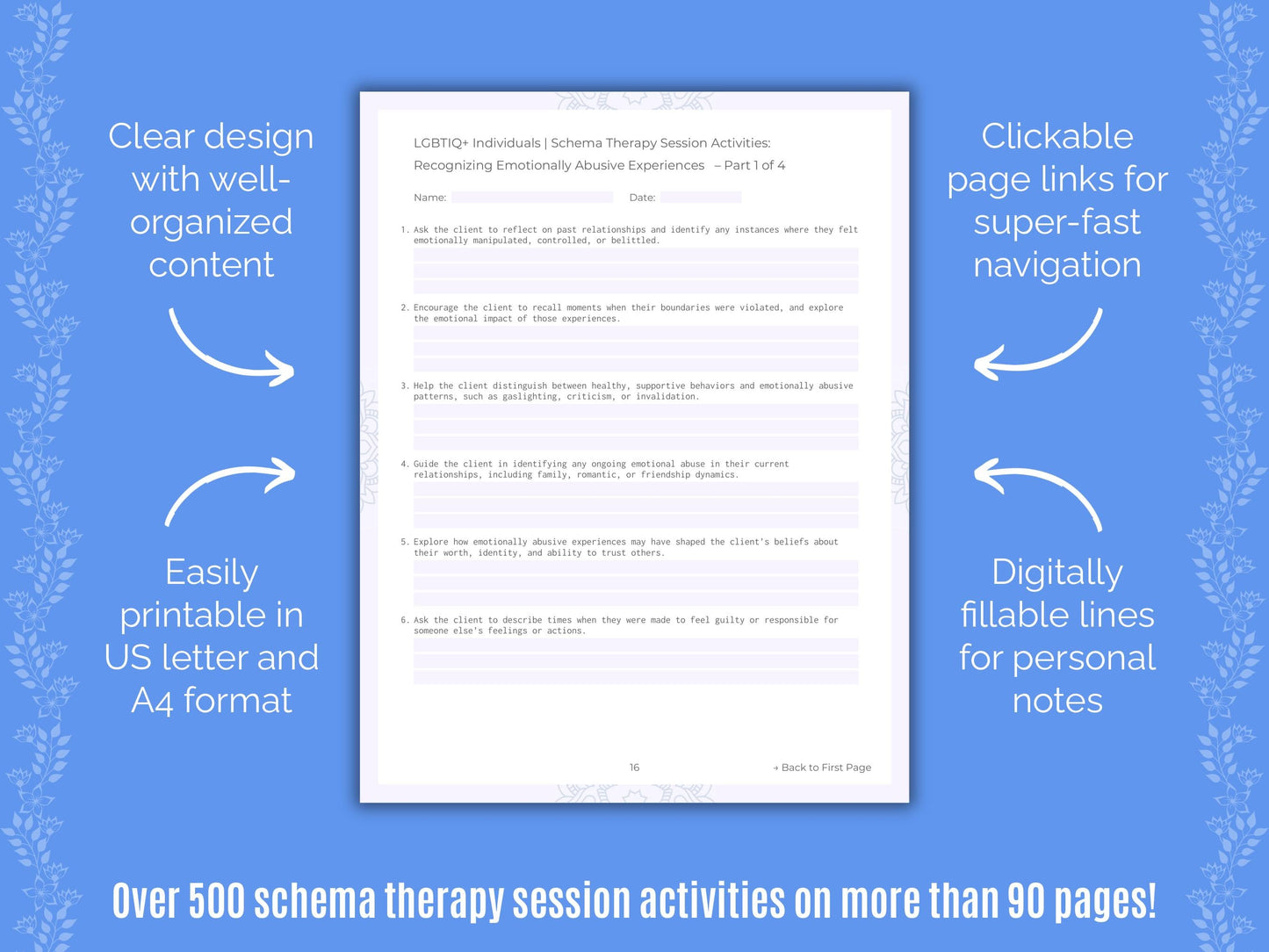 LGBTIQ+ Individuals Schema Therapy Counseling Templates