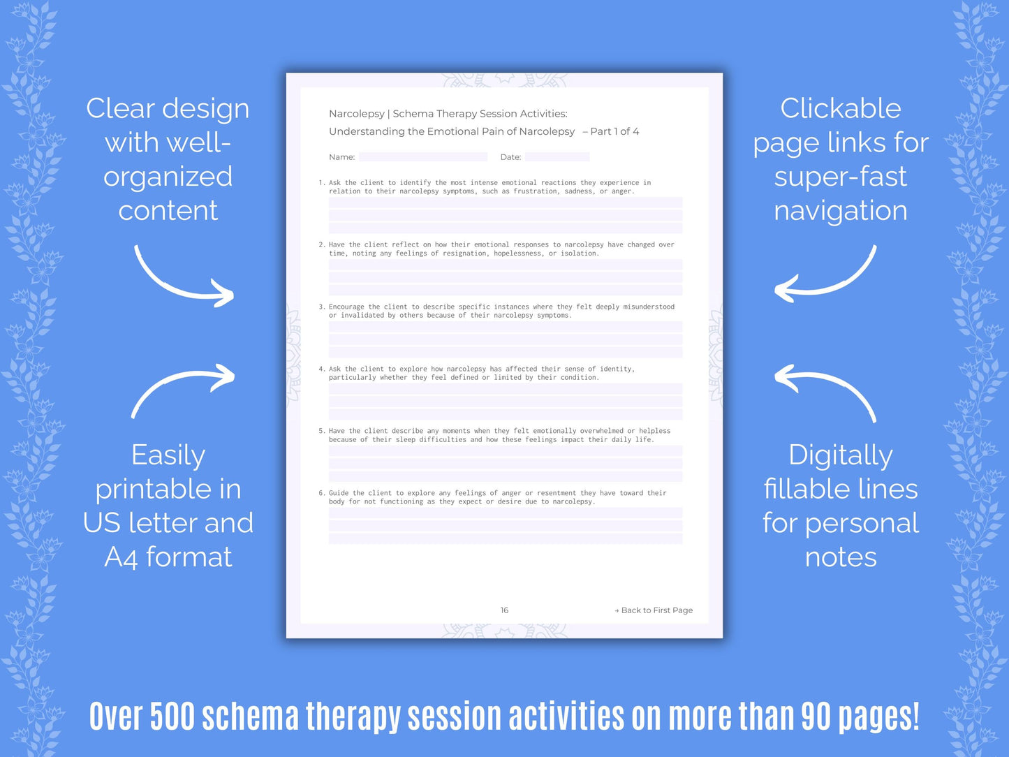 Narcolepsy Schema Therapy Counseling Templates