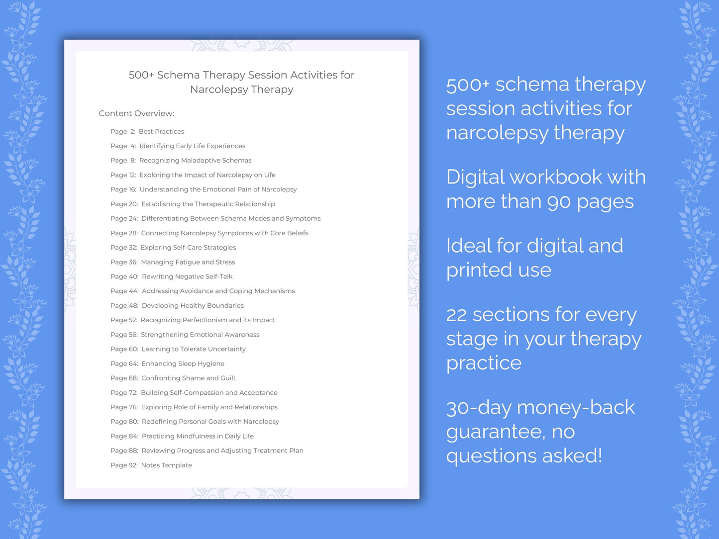 Narcolepsy Schema Therapy Therapist Worksheets