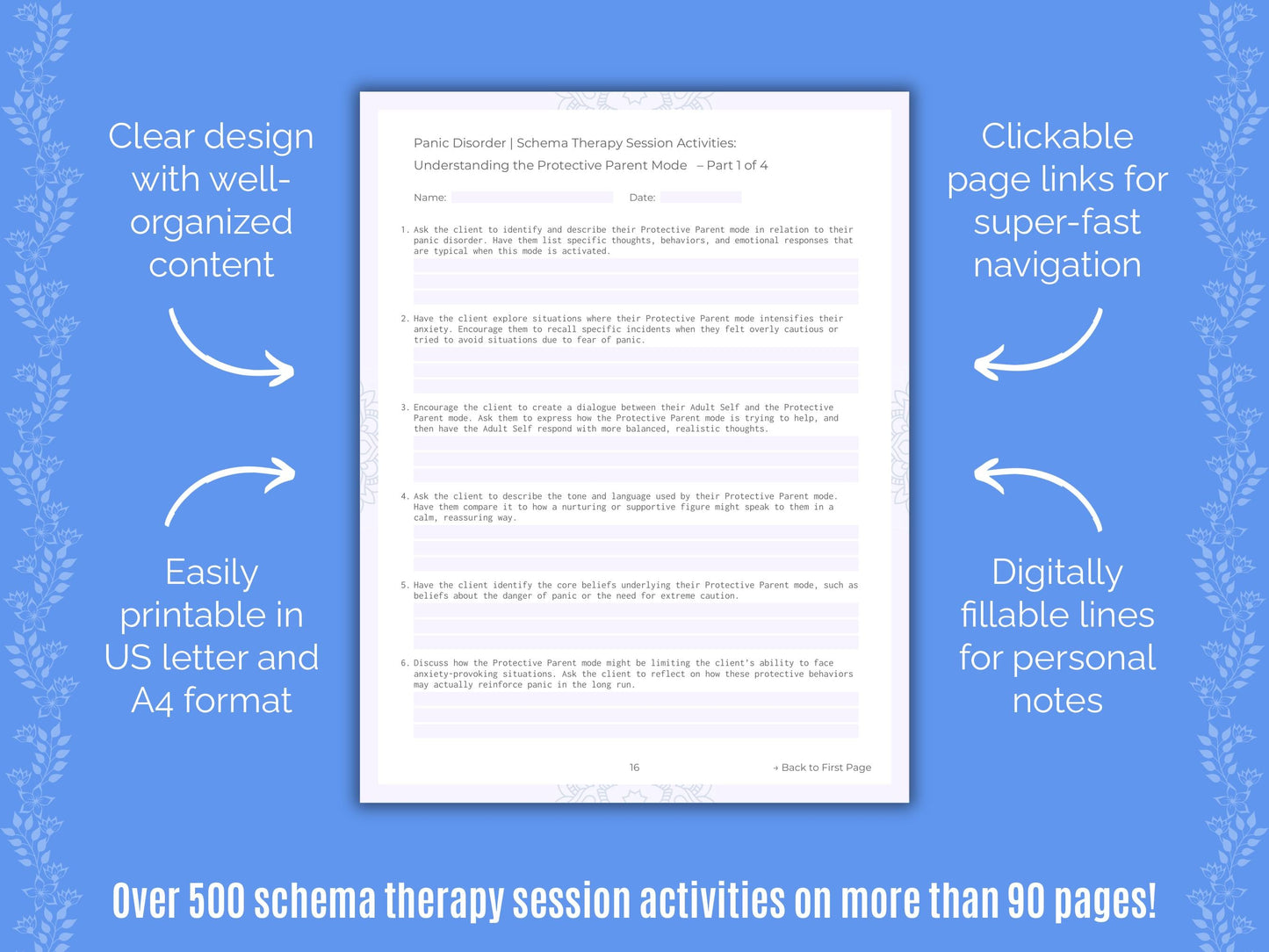 Panic Disorder Schema Therapy Counseling Templates