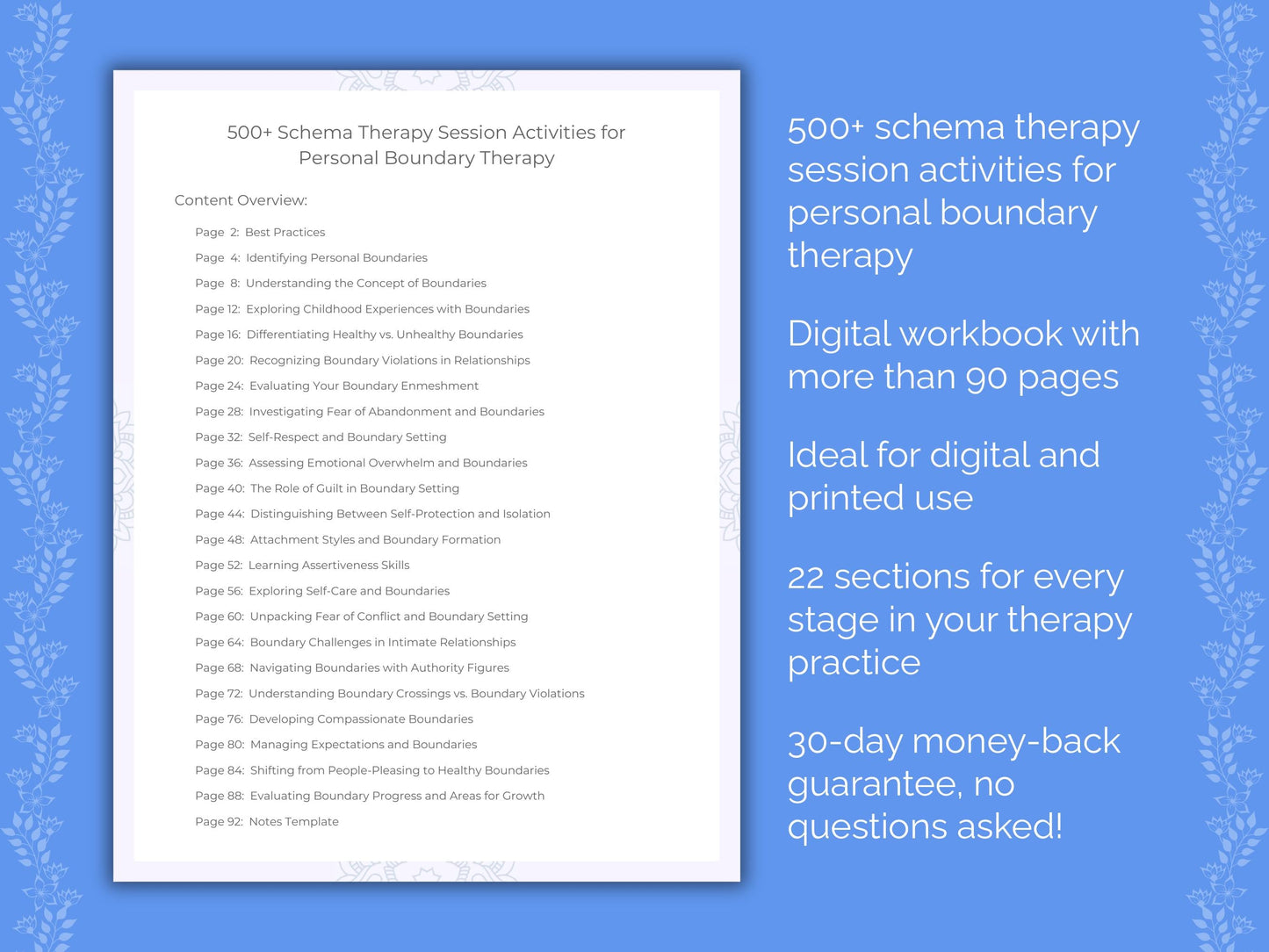 Personal Boundary Schema Therapy Therapist Worksheets