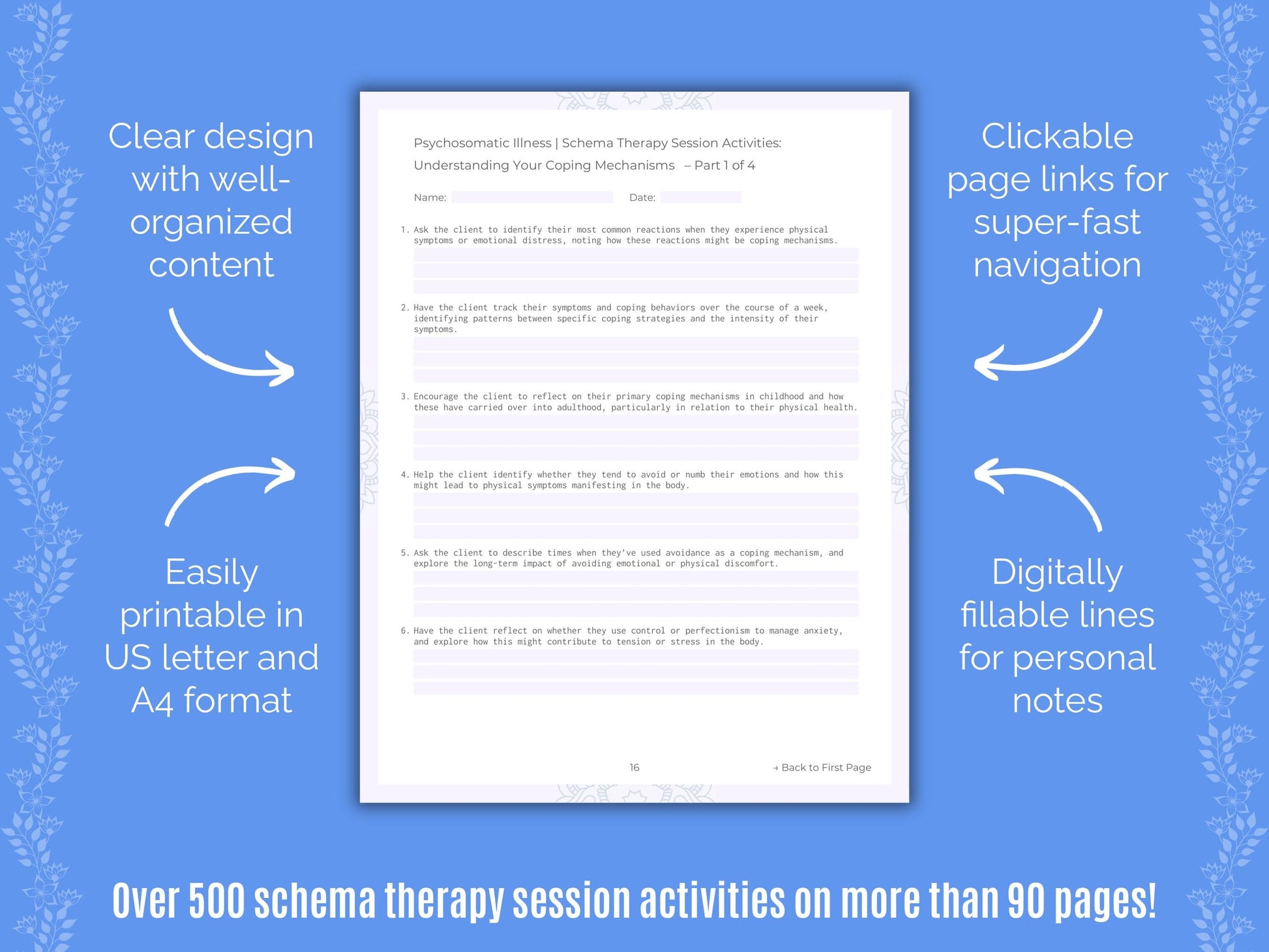 Psychosomatic Illness Schema Therapy Counseling Templates