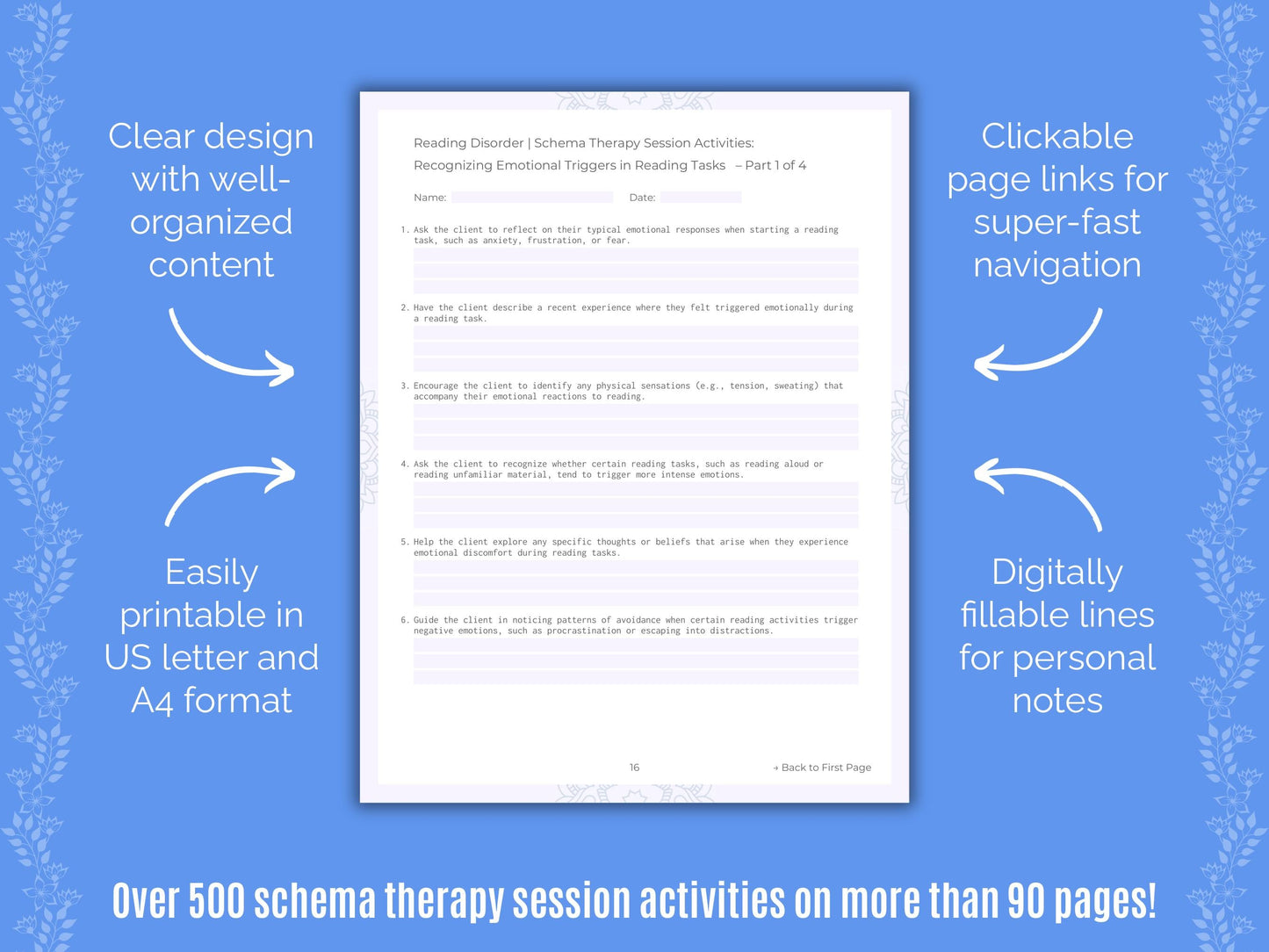 Reading Disorder Schema Therapy Counseling Templates