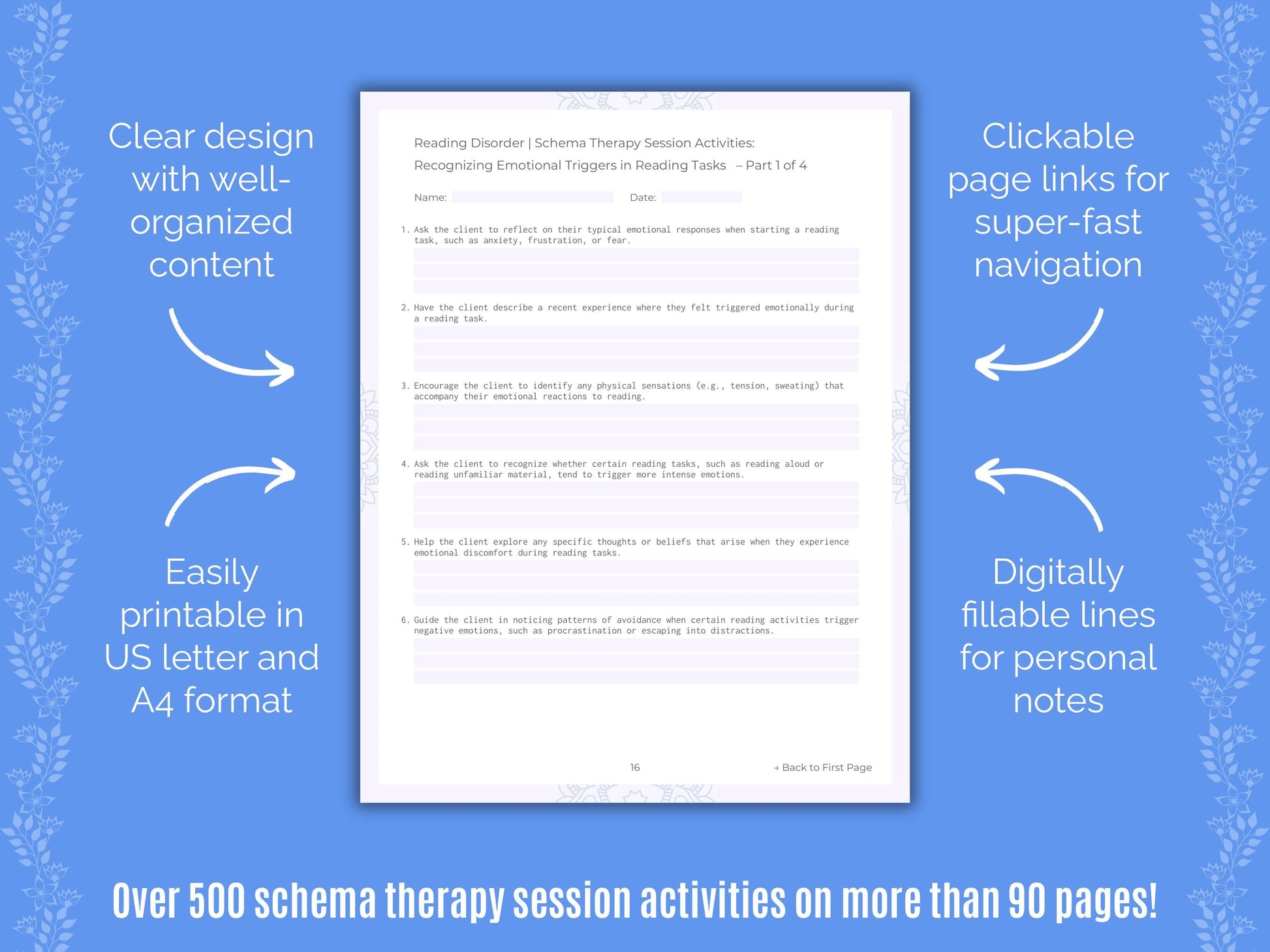 Reading Disorder Schema Therapy Counseling Templates