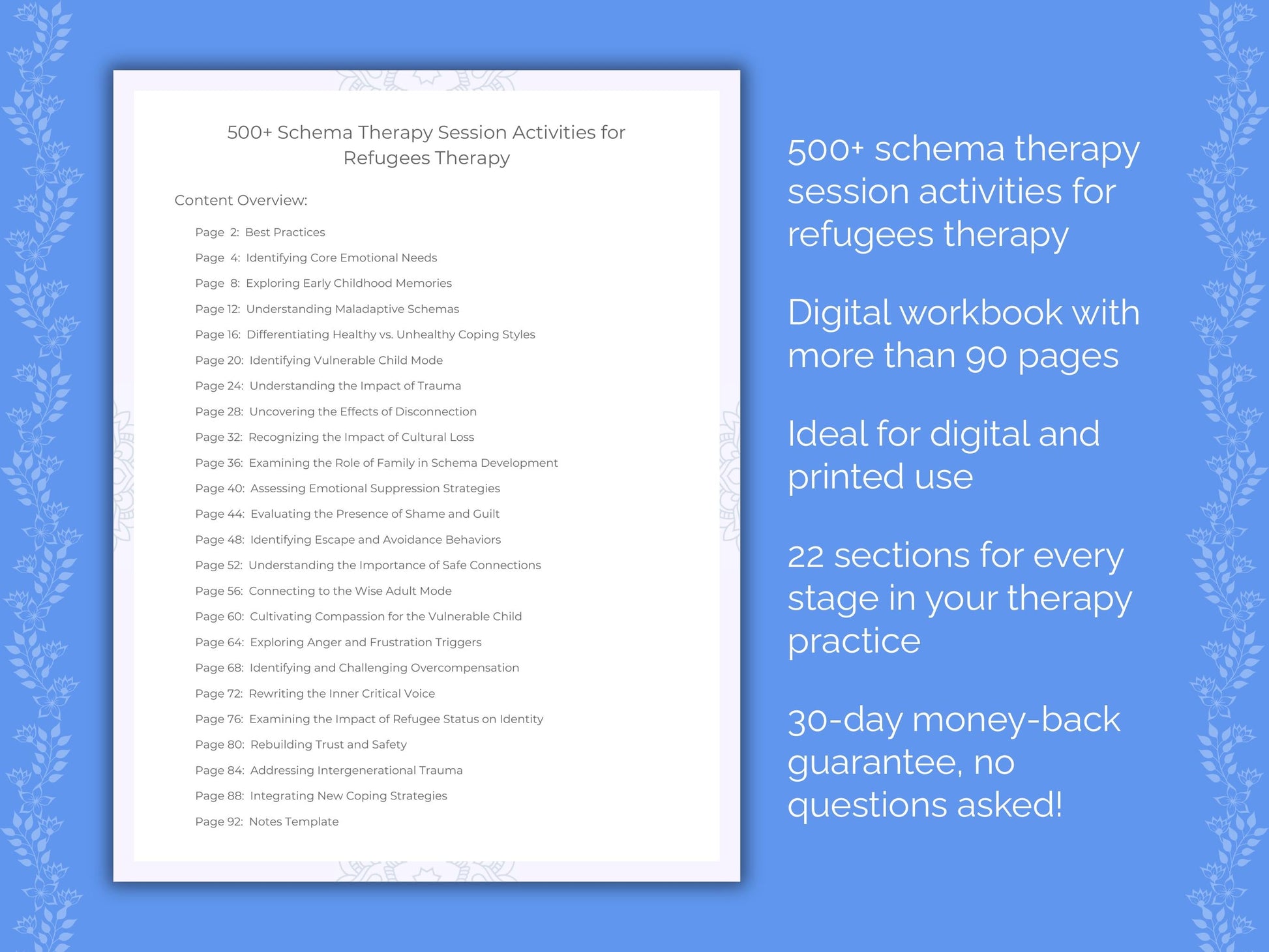 Refugees Schema Therapy Therapist Worksheets