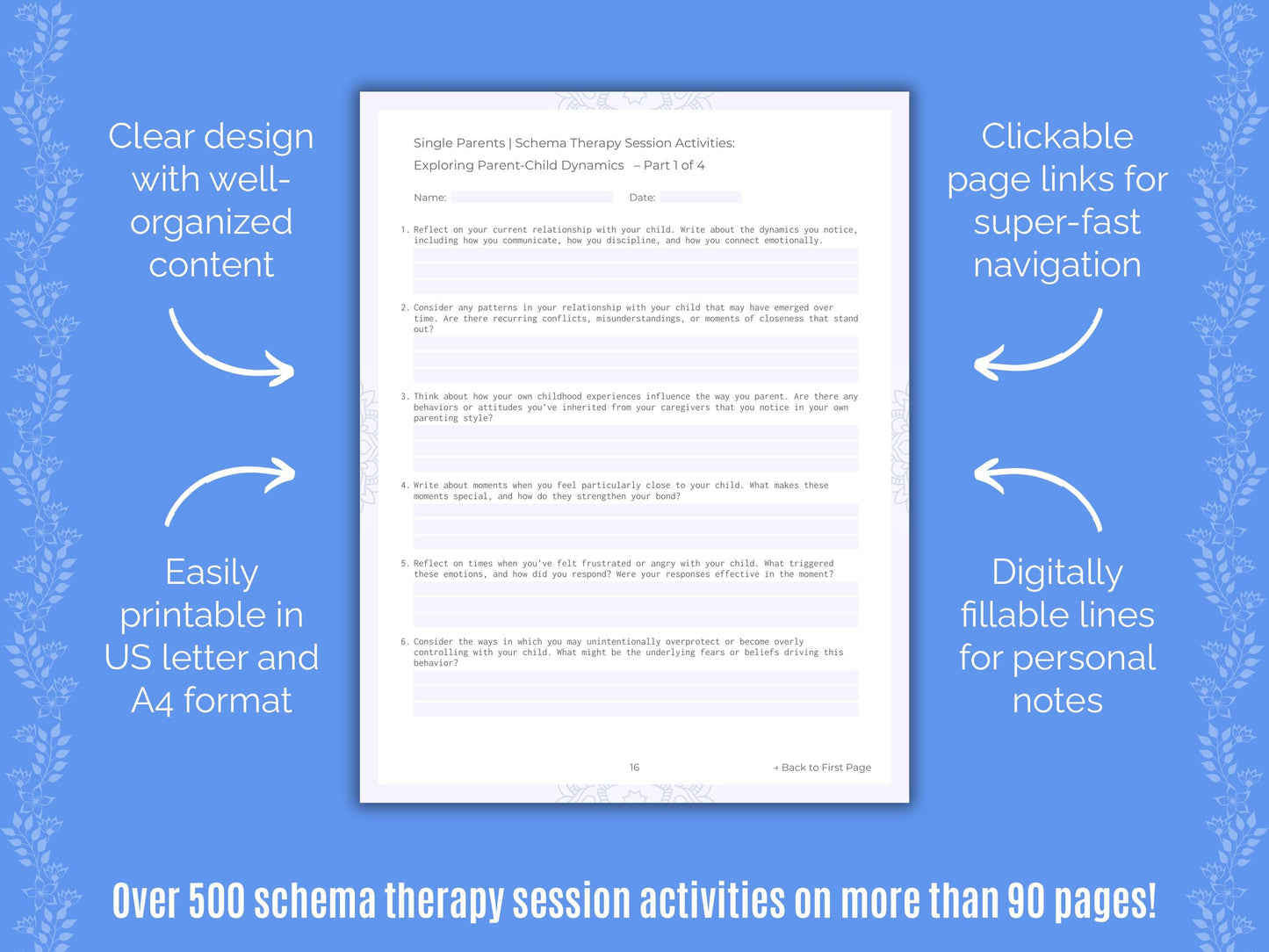 Single Parents Schema Therapy Counseling Templates