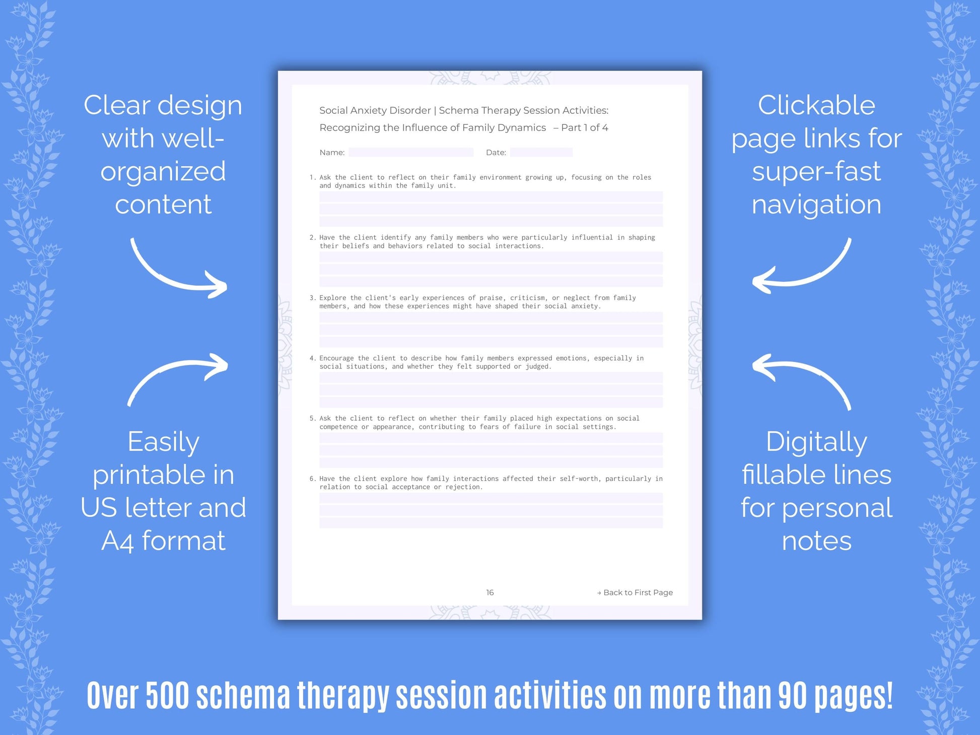 Social Anxiety Disorder Schema Therapy Counseling Templates