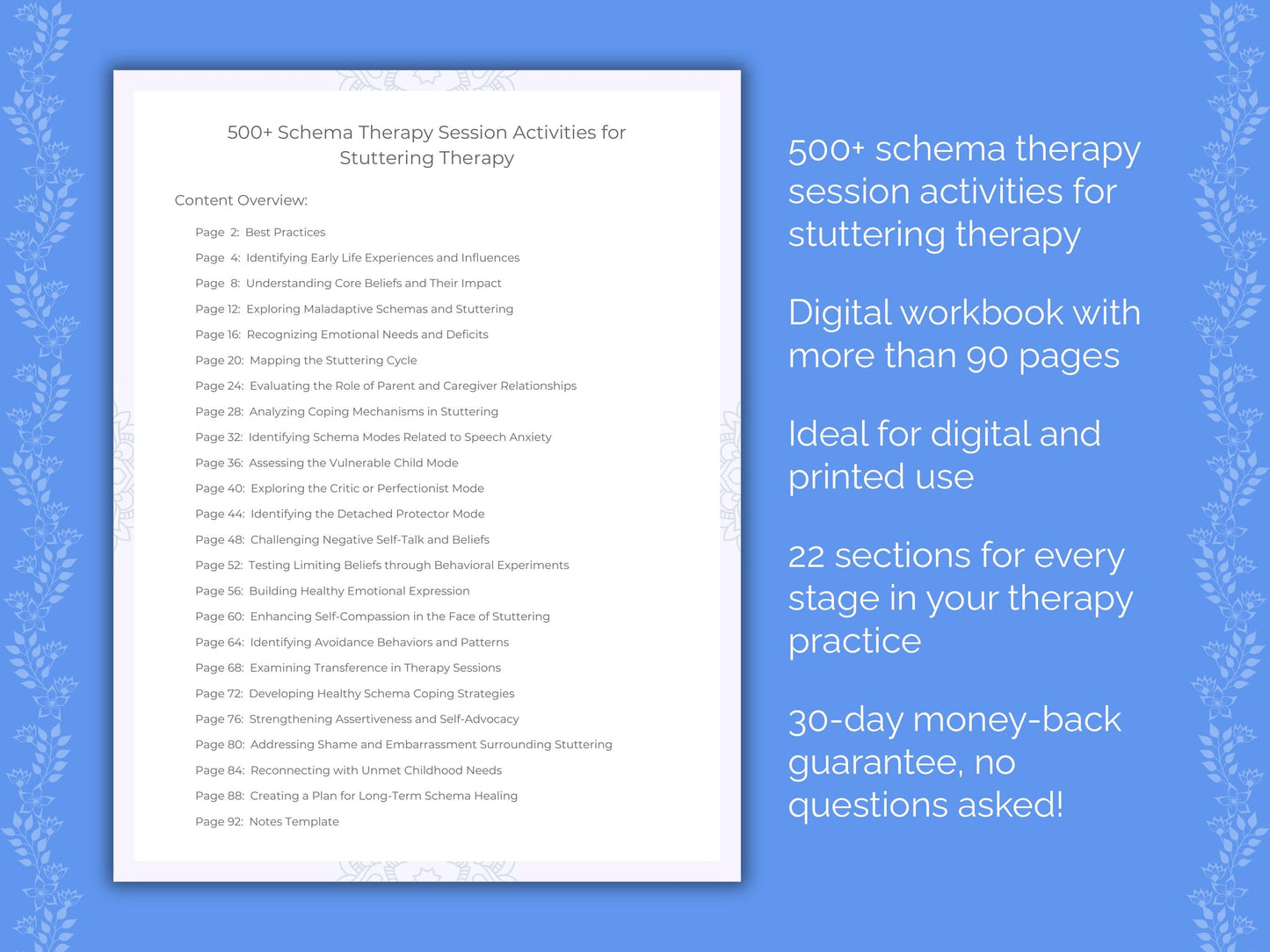 Stuttering Schema Therapy Therapist Worksheets