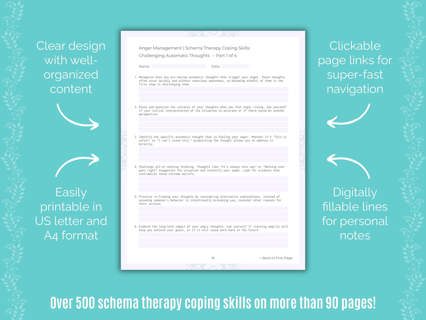 Anger Management Schema Therapy Counseling Templates