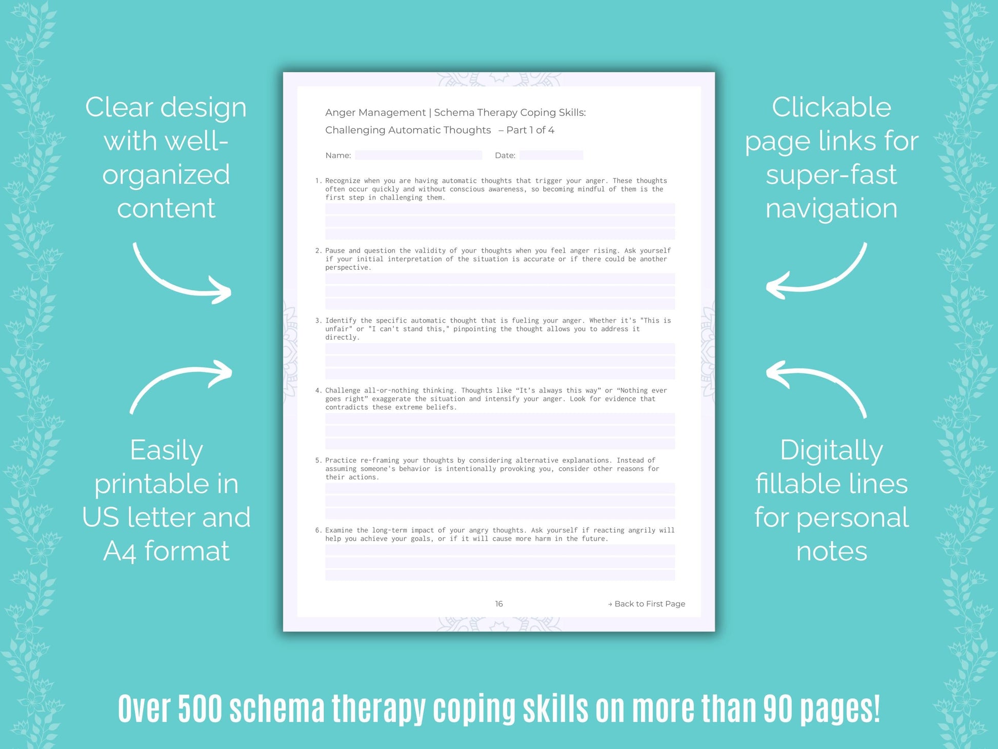 Anger Management Schema Therapy Counseling Templates
