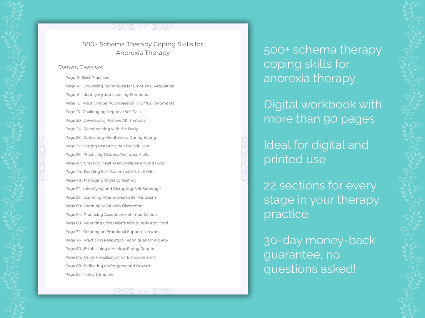 Anorexia Schema Therapy Therapist Worksheets