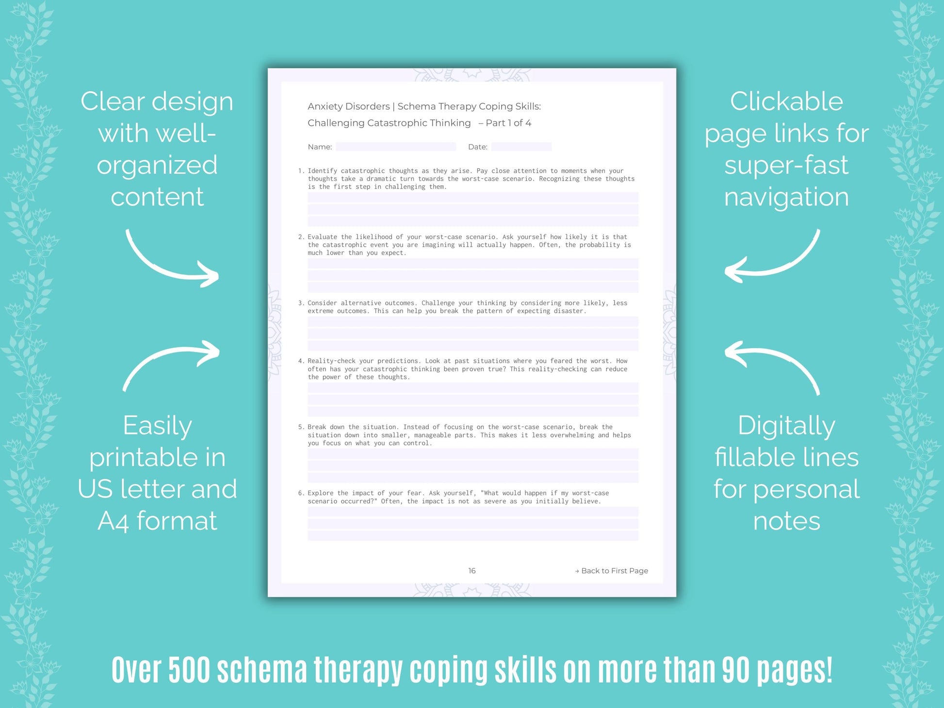 Anxiety Disorders Schema Therapy Counseling Templates