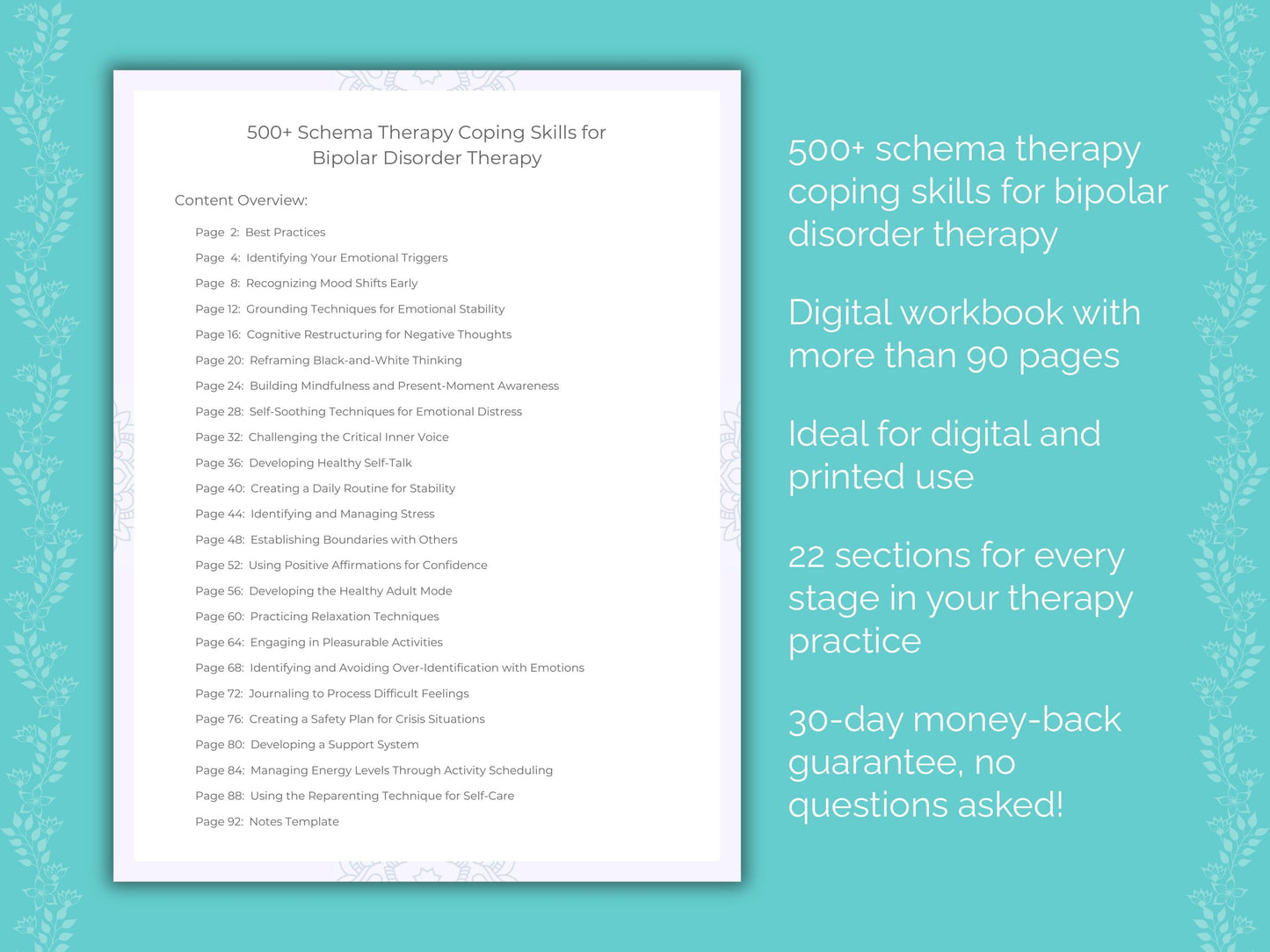 Bipolar Disorder Schema Therapy Therapist Worksheets