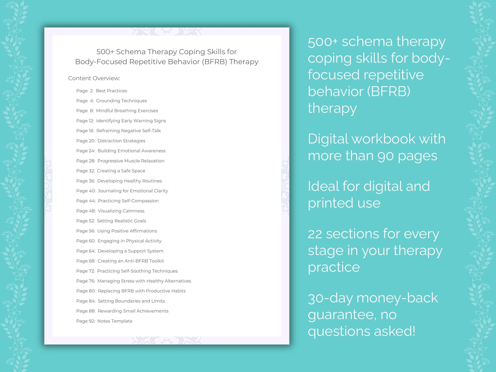 Body-Focused Repetitive Behavior (BFRB) Schema Therapy Therapist Worksheets