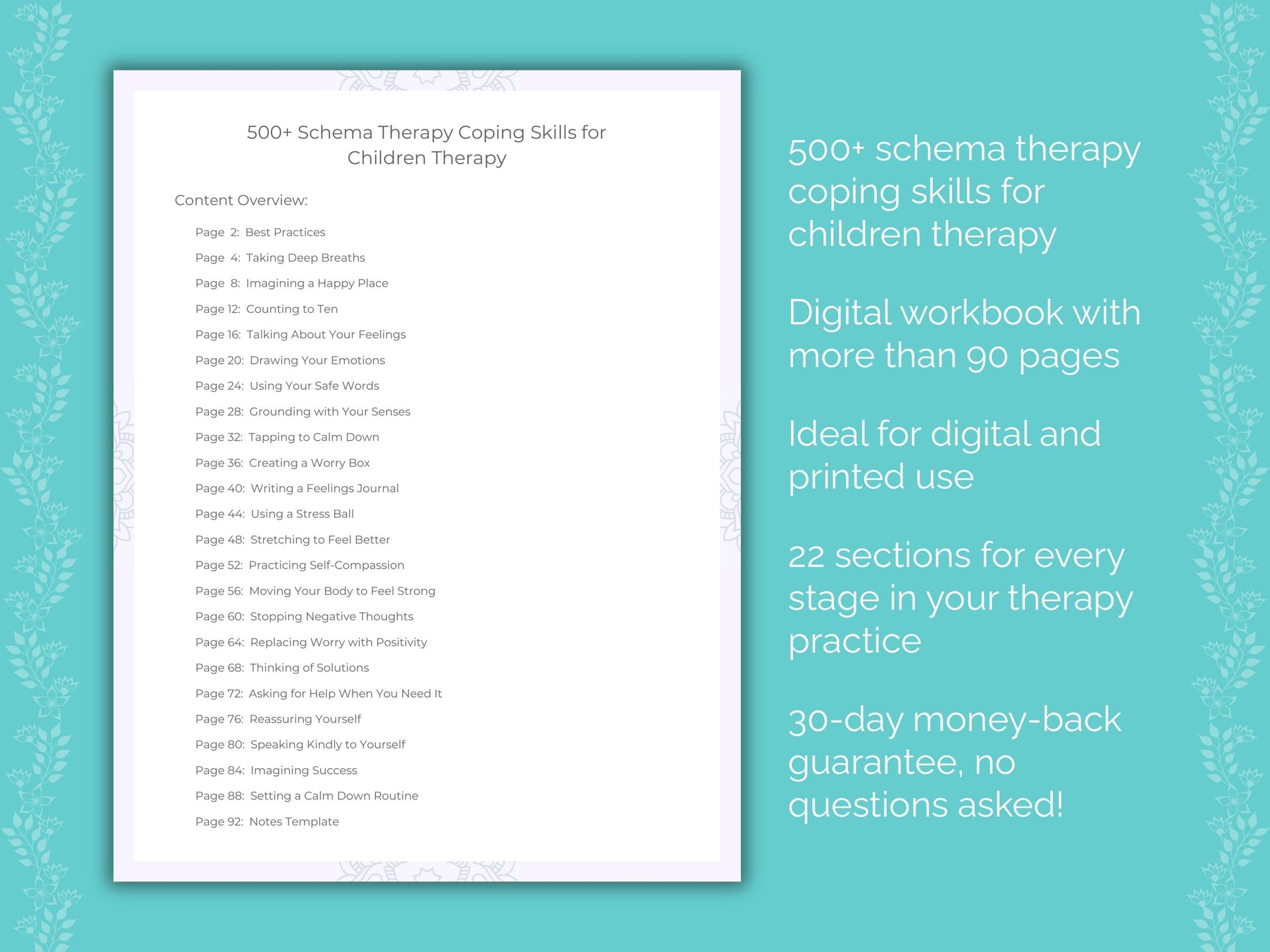 Children Schema Therapy Therapist Worksheets