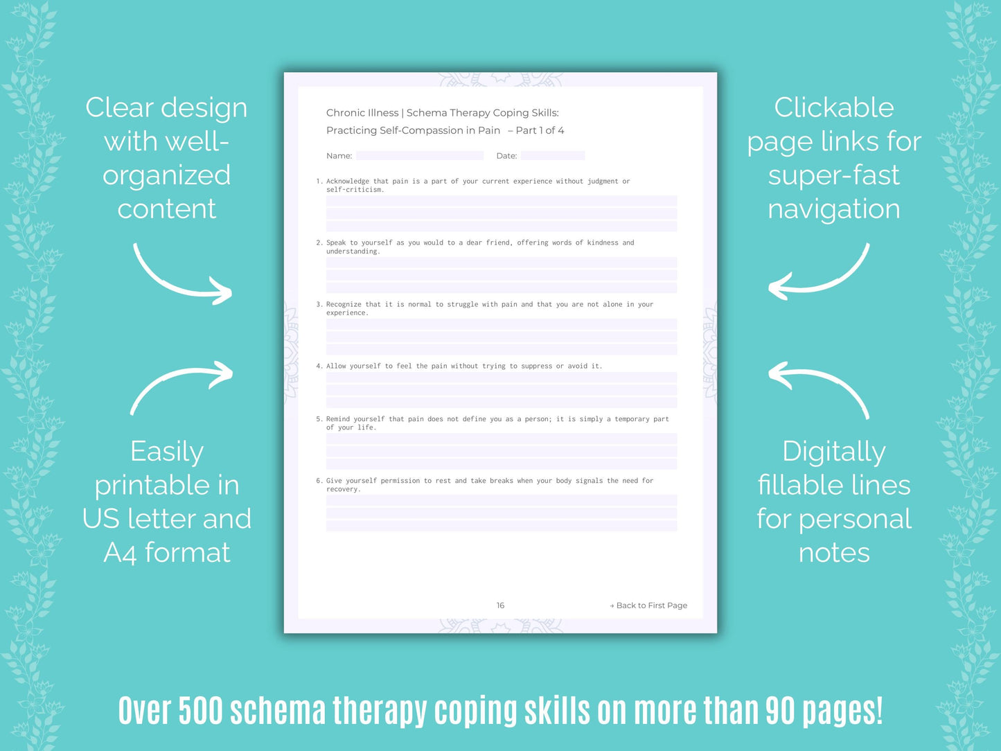 Chronic Illness Schema Therapy Counseling Templates