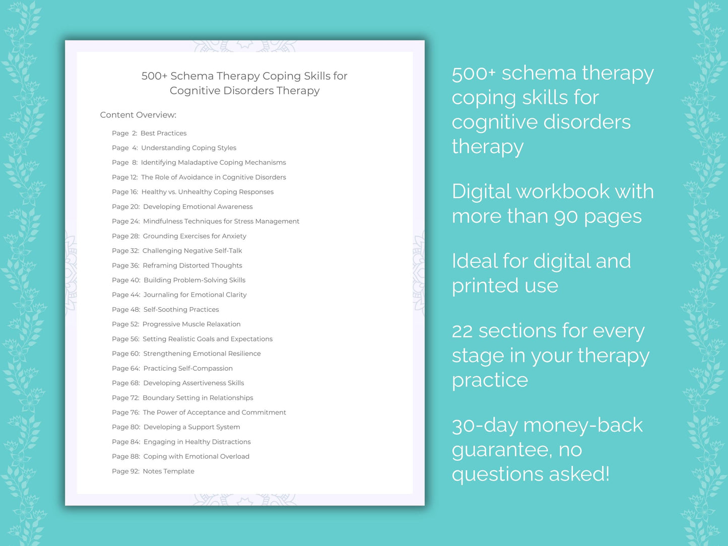 Cognitive Disorders Schema Therapy Therapist Worksheets