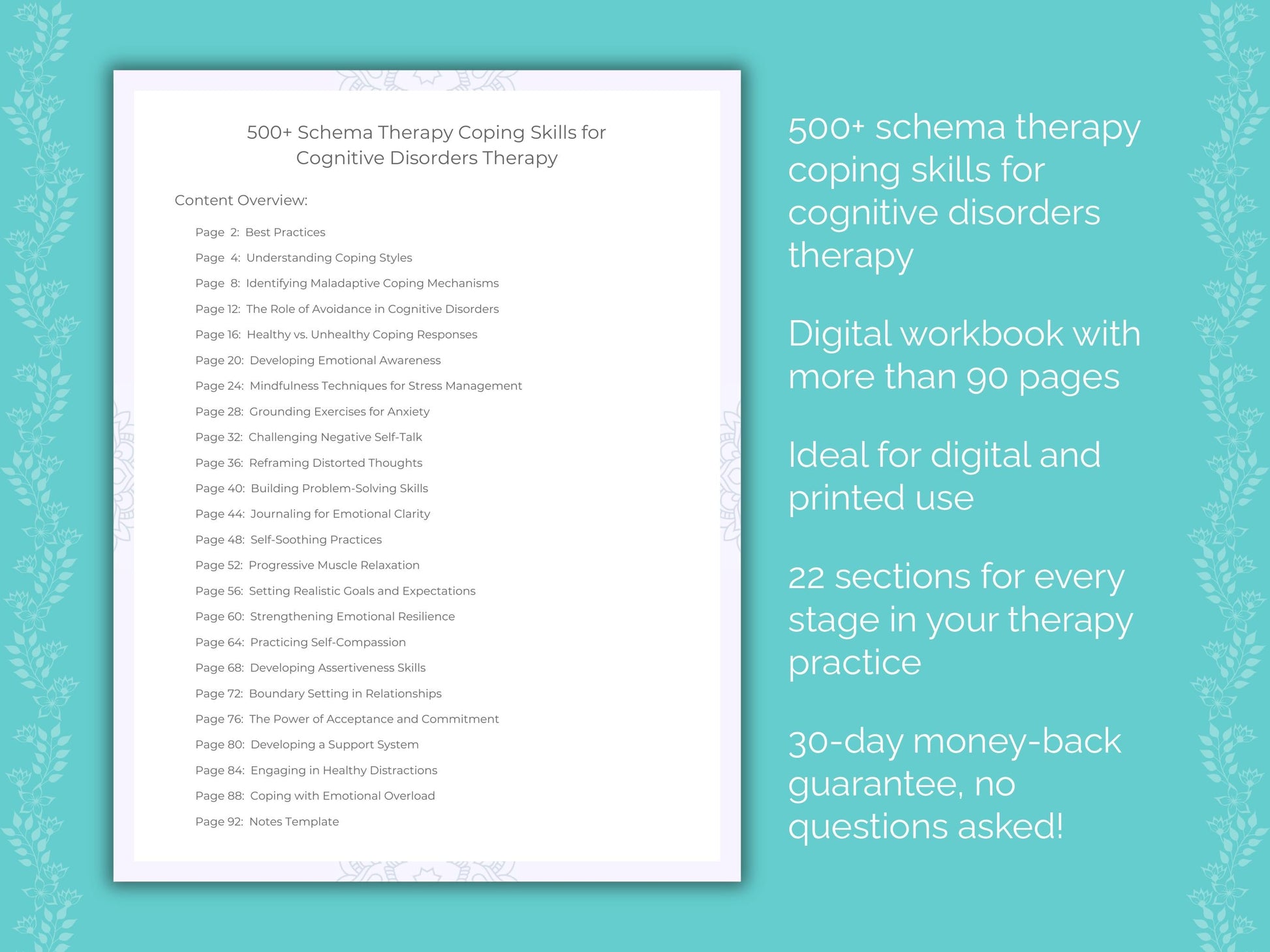Cognitive Disorders Schema Therapy Therapist Worksheets