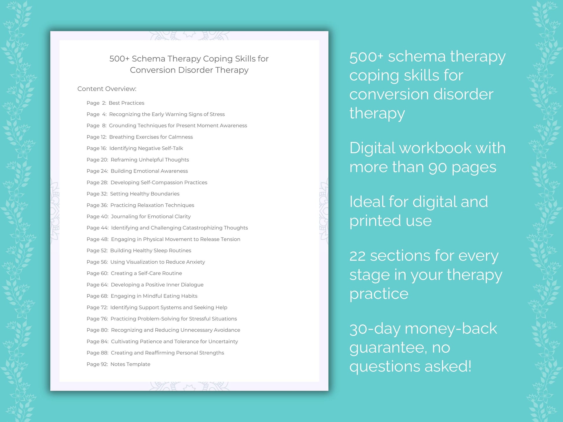 Conversion Disorder Schema Therapy Therapist Worksheets