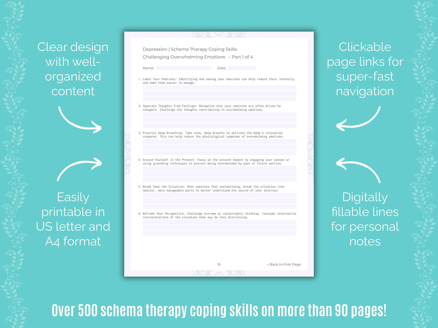 Depression Schema Therapy Counseling Templates