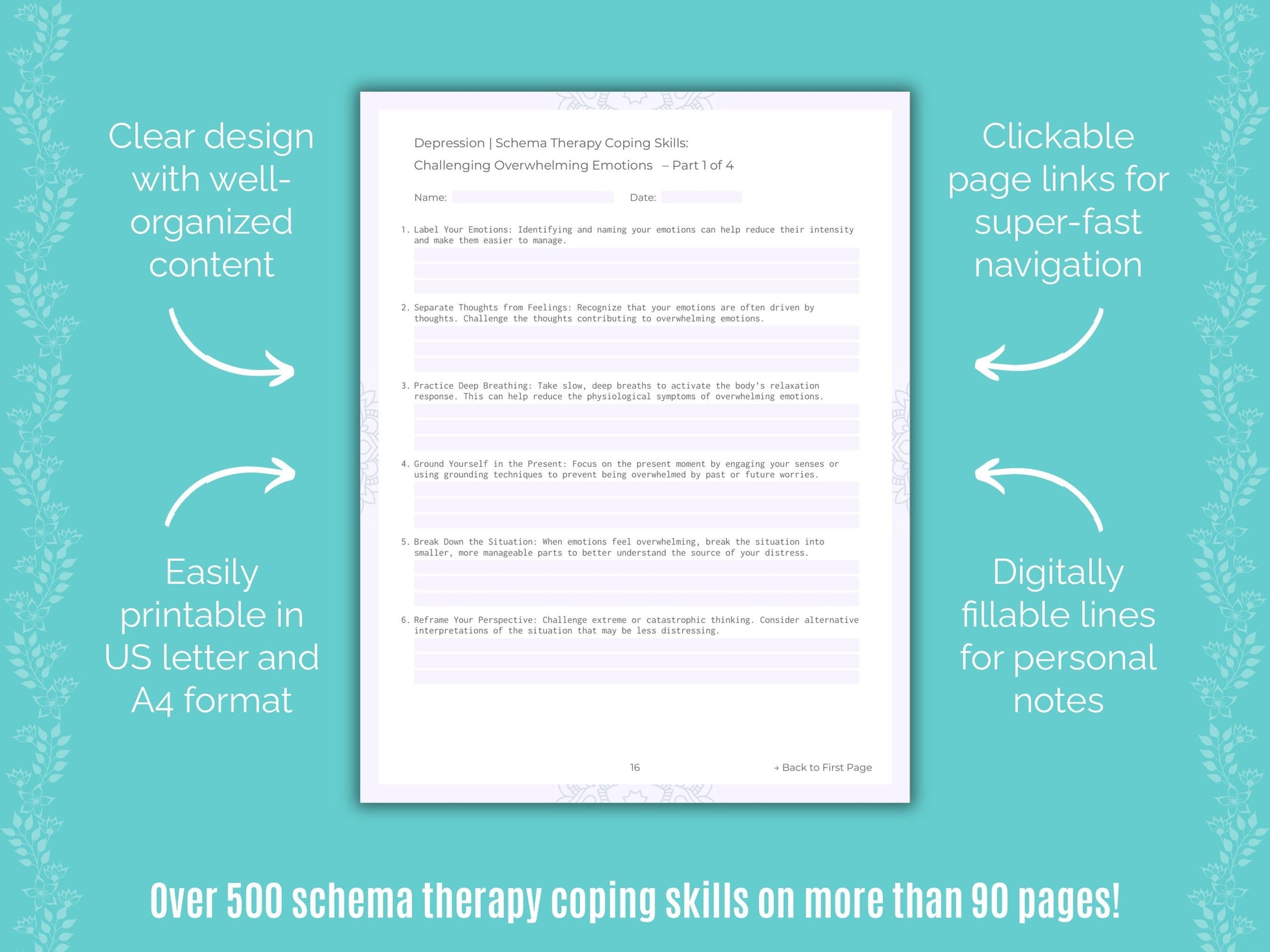 Depression Schema Therapy Counseling Templates